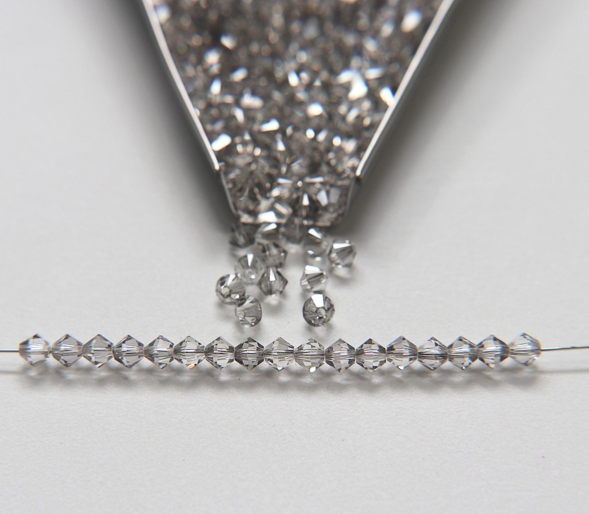 4mm Crystal Silver Shade Swarovski Bicone Cuts Beads 36/72/144/432/720 Pieces jewelry making, loose beads