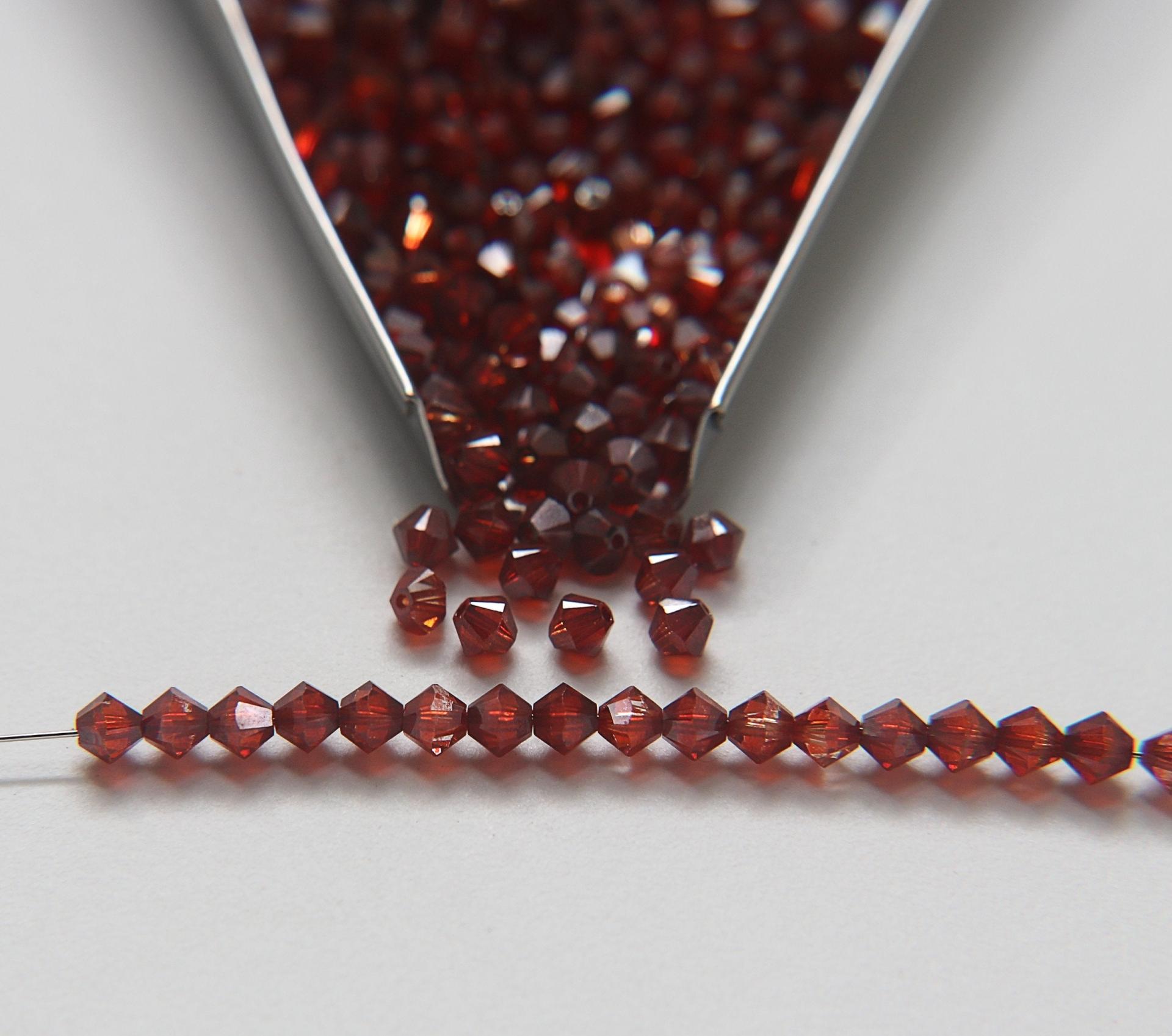 4mm Swarovski Crystal Red Magma Bicones Rainbow Crystal Beads 36/72/144/432/720 Pieces jewelry making, embroidery couture materials