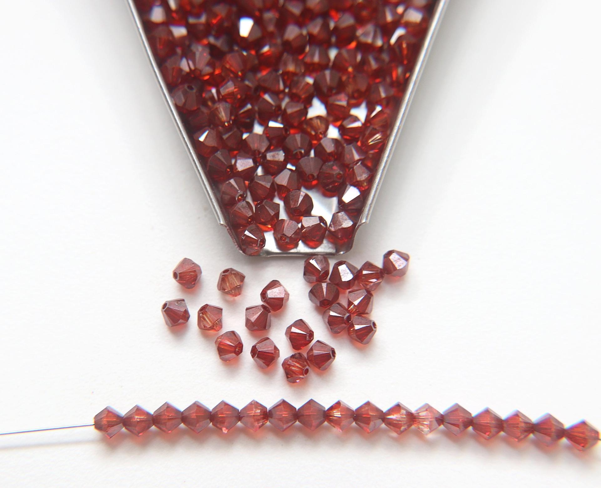 4mm Swarovski Crystal Red Magma Bicones Rainbow Crystal Beads 36/72/144/432/720 Pieces jewelry making, embroidery couture materials