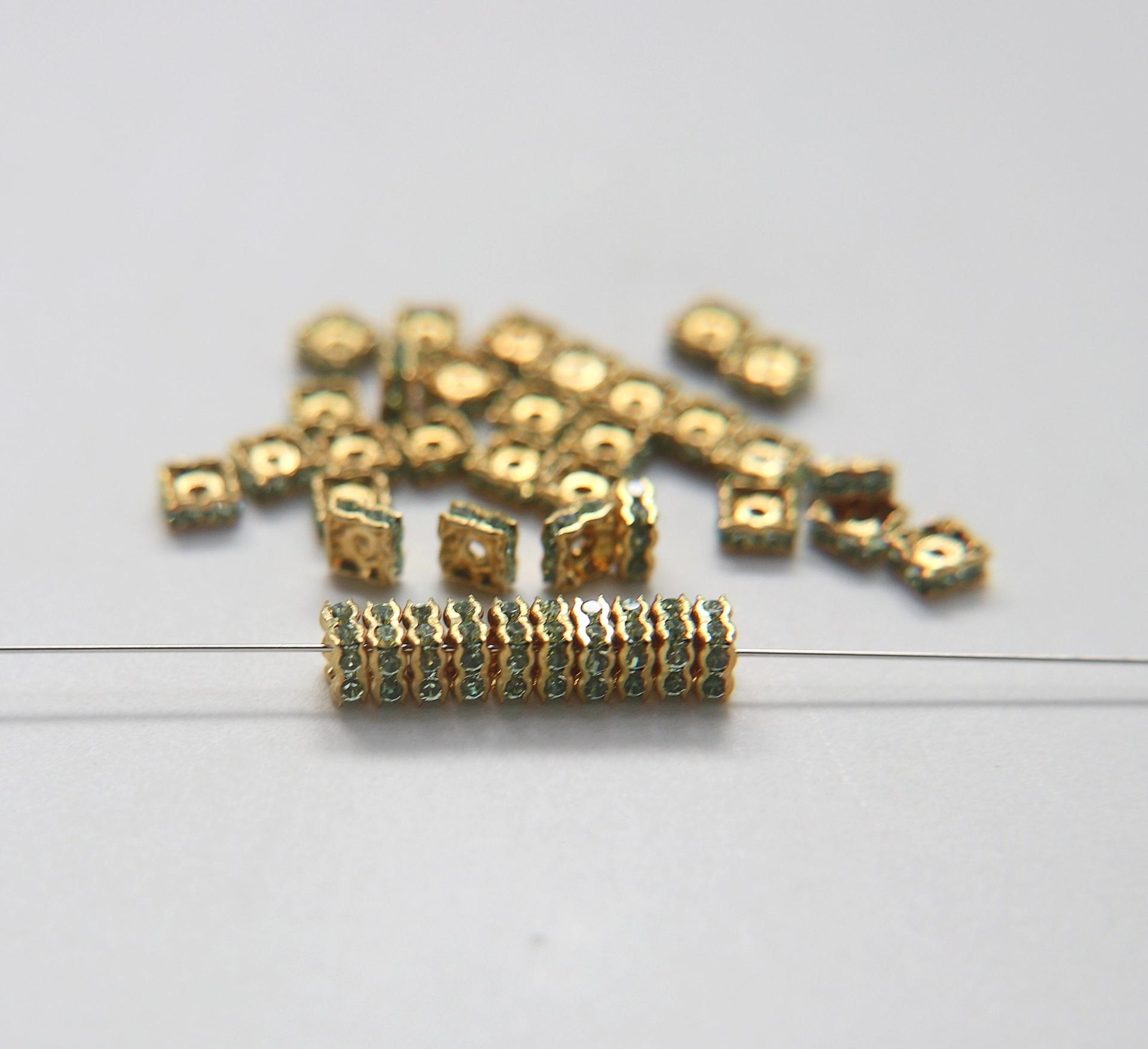 Swarovski Square Spacer Rondelle 177604 5mm Metal findings vintage components jewelry making craft supplies decorations