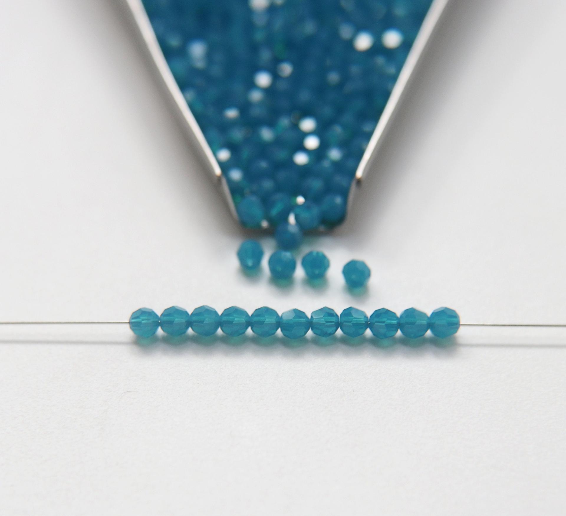 4mm Vintage Swarovski crystal beads Caribbean Blue Opal faceted round beads article 5000 PREMIUM rare vintage supplies jewelry making