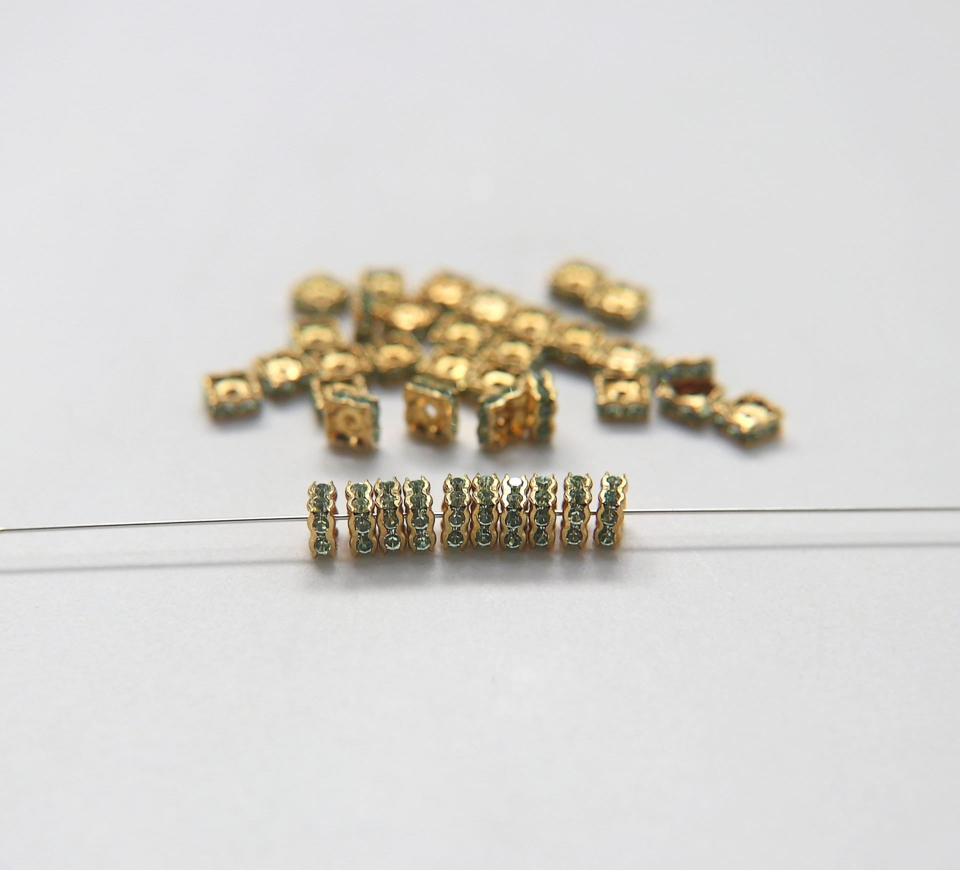 Swarovski Square Spacer Rondelle 177604 5mm Metal findings vintage components jewelry making craft supplies decorations