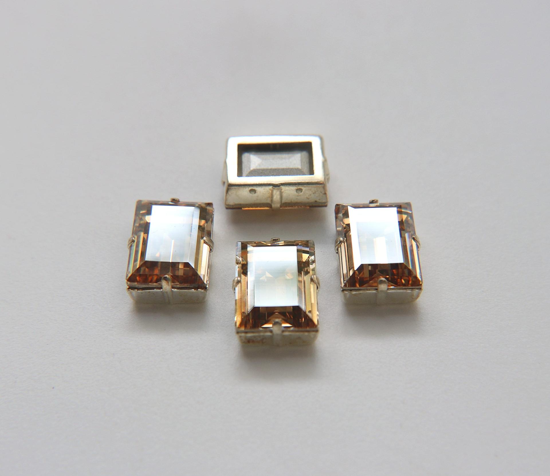Swarovski 18x13 Crystal Golden Shadow 4527 step cut Silver Clips Sewon 4 hole embroidery material sewing jewelry making craft vintage supply
