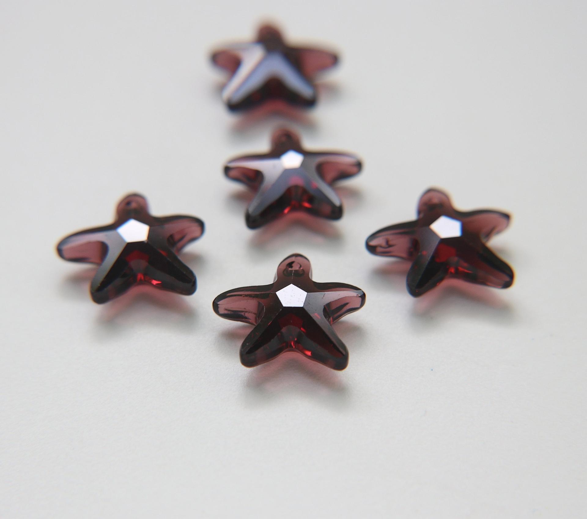 6721 Swarovski Starfish Pendants in Burgundy 20 MM Fancy Crystal drops vintage findings jewelry making