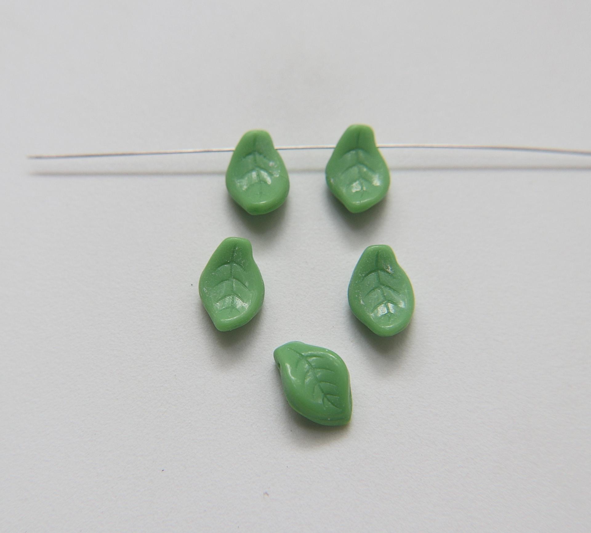 Curly leaf shaped pressed glass beads - made in Czech Republic