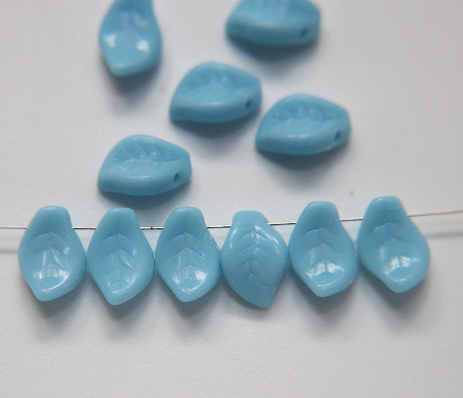 Curly leaf shaped pressed glass beads - made in Czech Republic