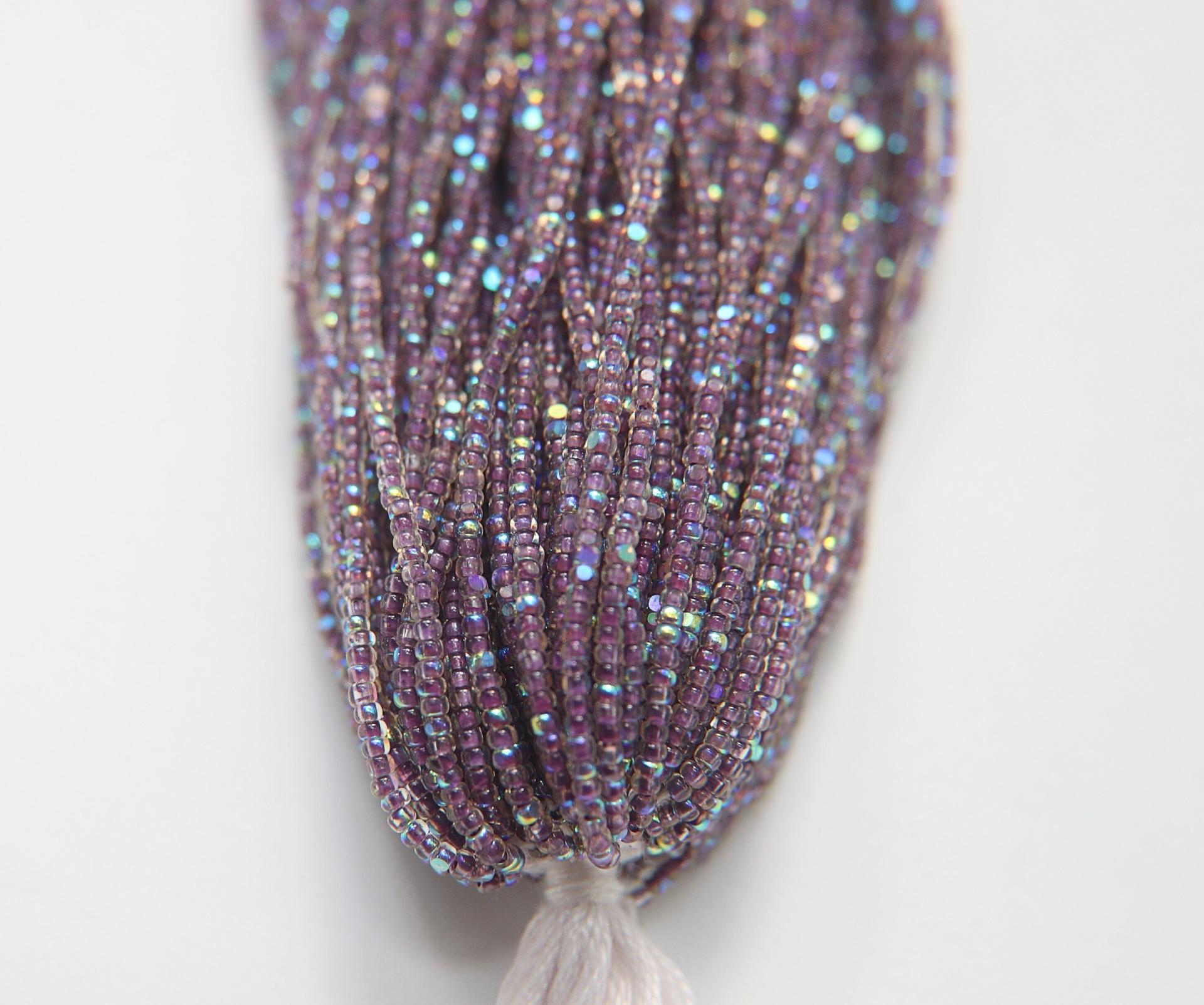 11/0 Hanks Charlotte Cut Beads Patina Dark Neon Amethyst Lined Aurore Boreale Hanks PREMIUM SEED BEADS Native Supplies
