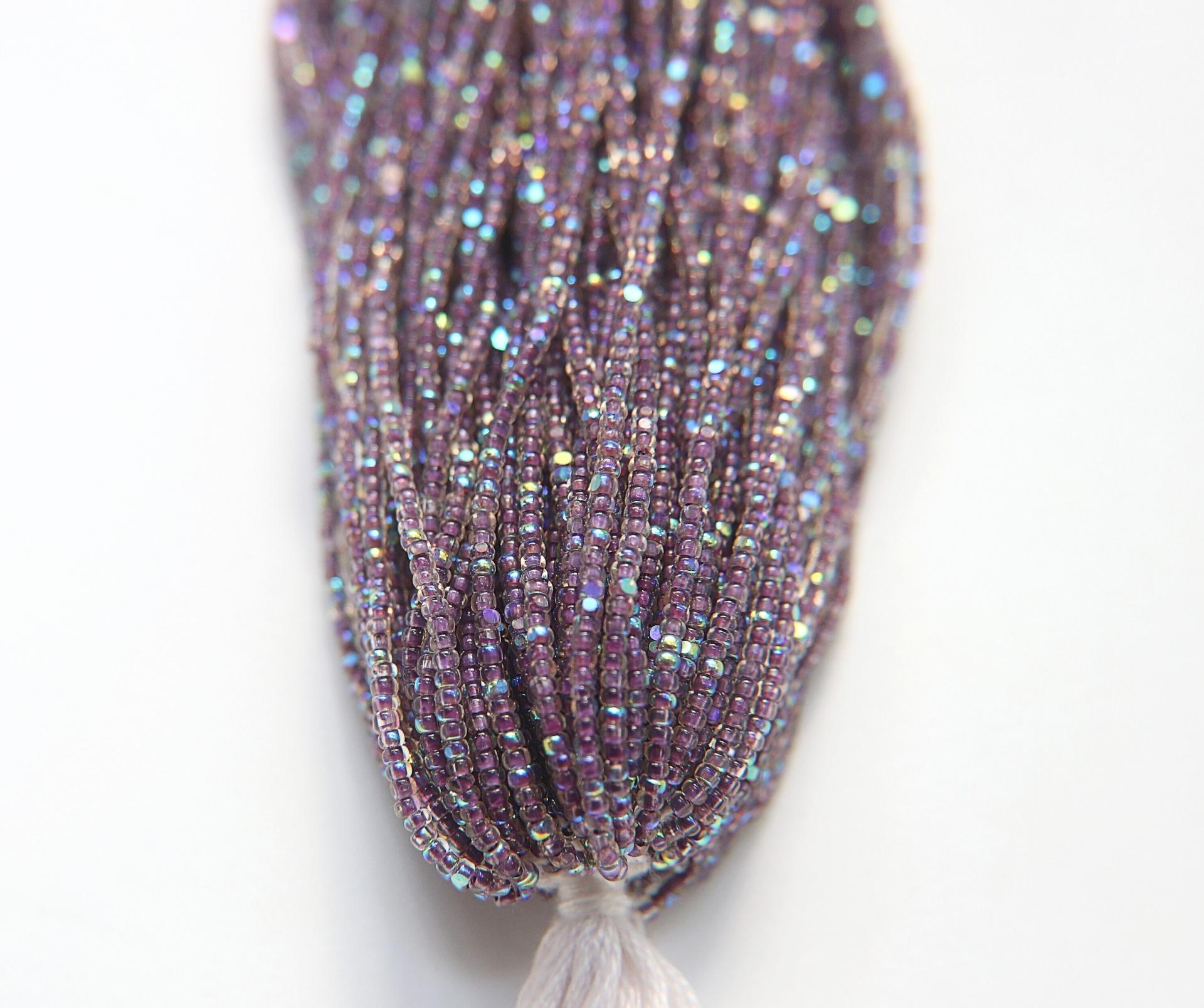 11/0 Hanks Charlotte Cut Beads Patina Dark Neon Amethyst Lined Aurore Boreale Hanks PREMIUM SEED BEADS Native Supplies