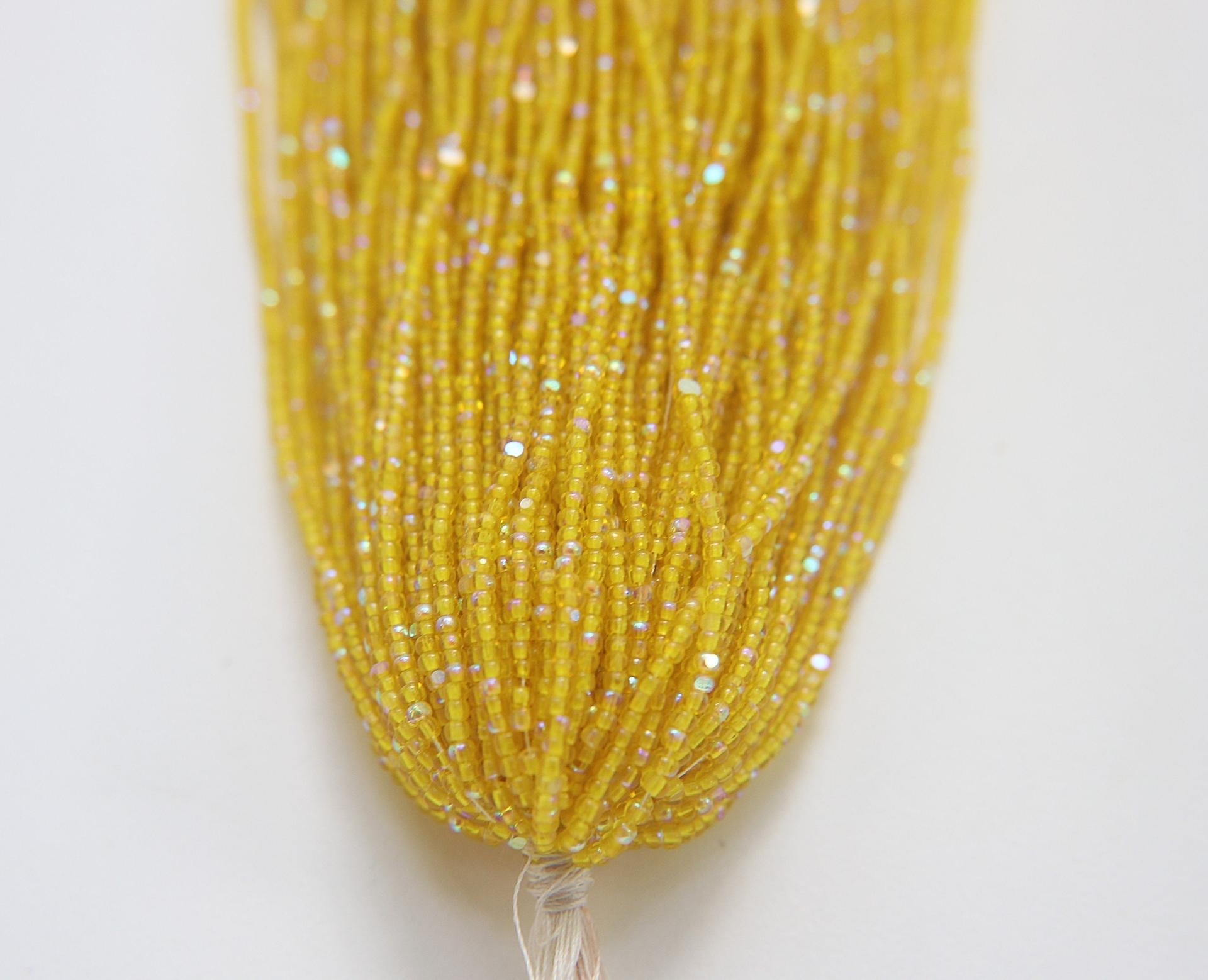 11/0 Hanks Charlotte Cut Beads Patina Transparent Yellow Aurore Boreale  PREMIUM SEED BEADS Native Supplies jewelry making craft supply