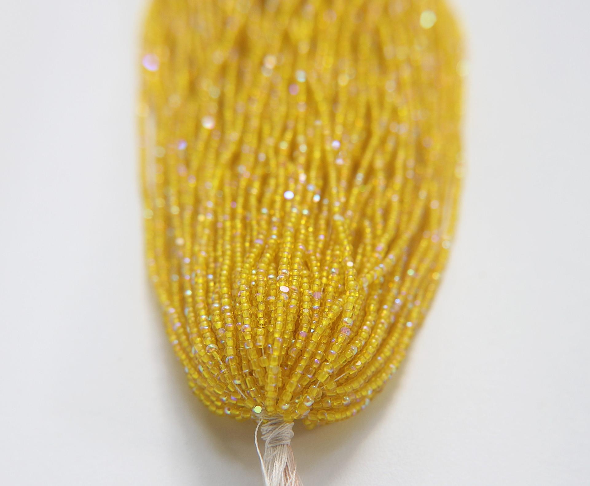 11/0 Hanks Charlotte Cut Beads Patina Transparent Yellow Aurore Boreale  PREMIUM SEED BEADS Native Supplies jewelry making craft supply