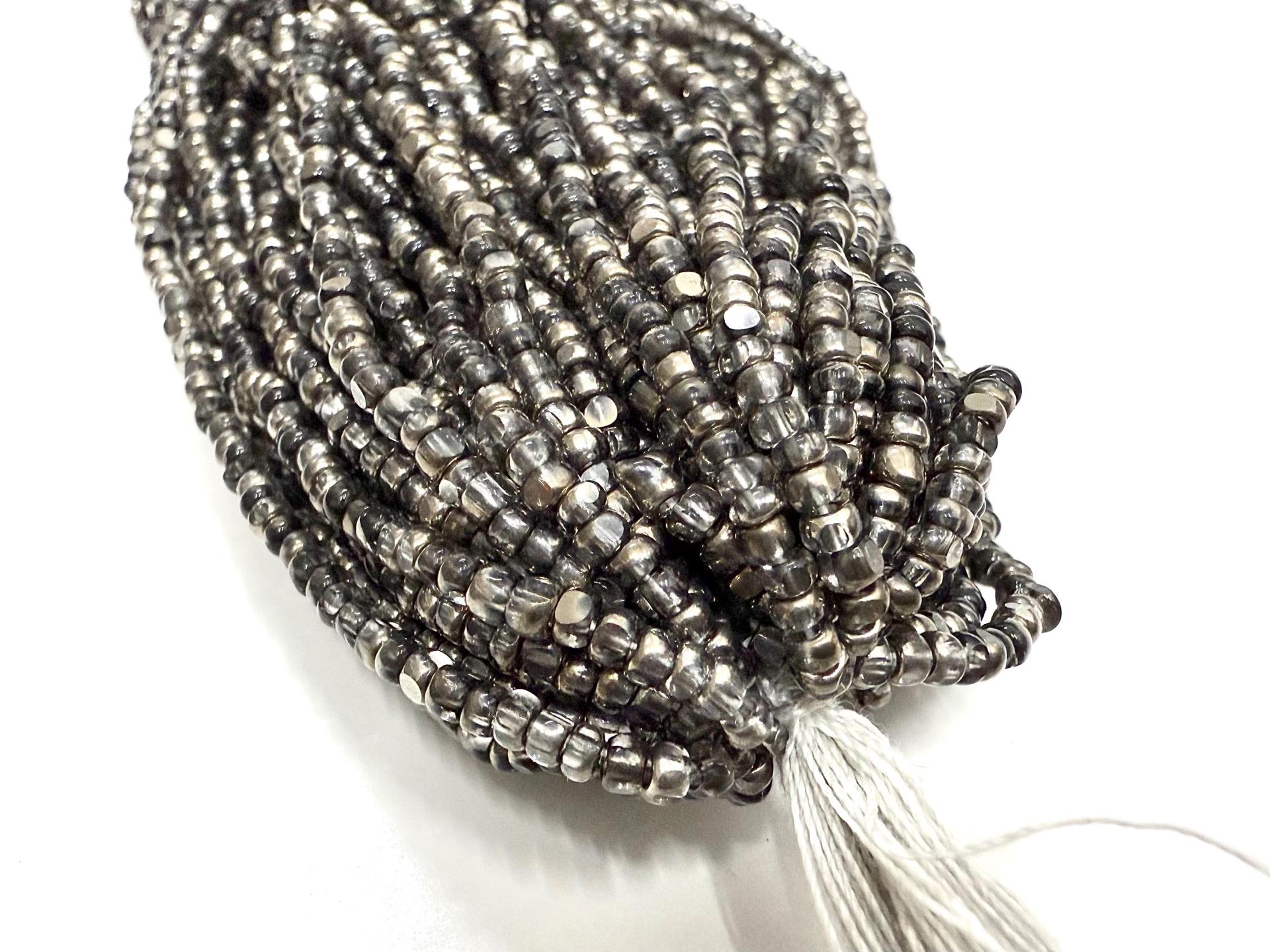 8/0 Hanks Charlotte Cut Beads Patina Transparent Crystal Gun Metal Hanks PREMIUM SEED BEADS Native Supplies ornament making
