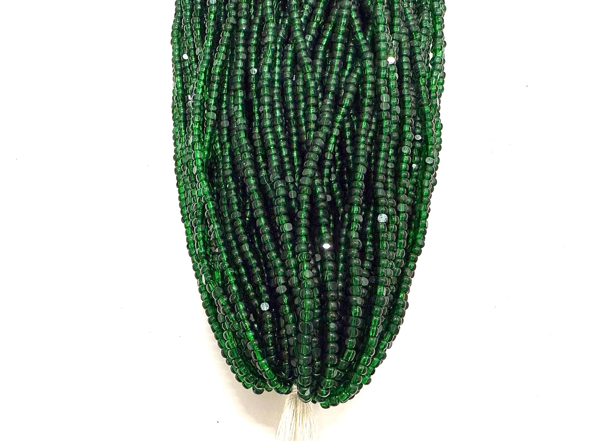 8/0 Hanks Charlotte Cut Beads Transparent Deep Green Hanks PREMIUM SEED BEADS Native Supplies ornament making
