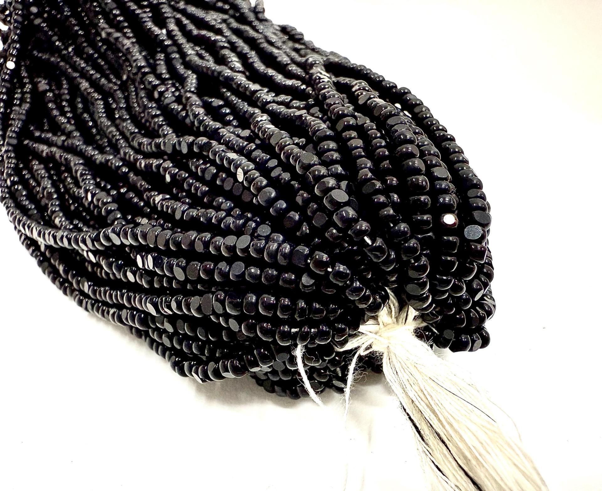 8/0 Hanks Charlotte Cut Beads Jet Black Hanks PREMIUM SEED BEADS Native Supplies ornament making