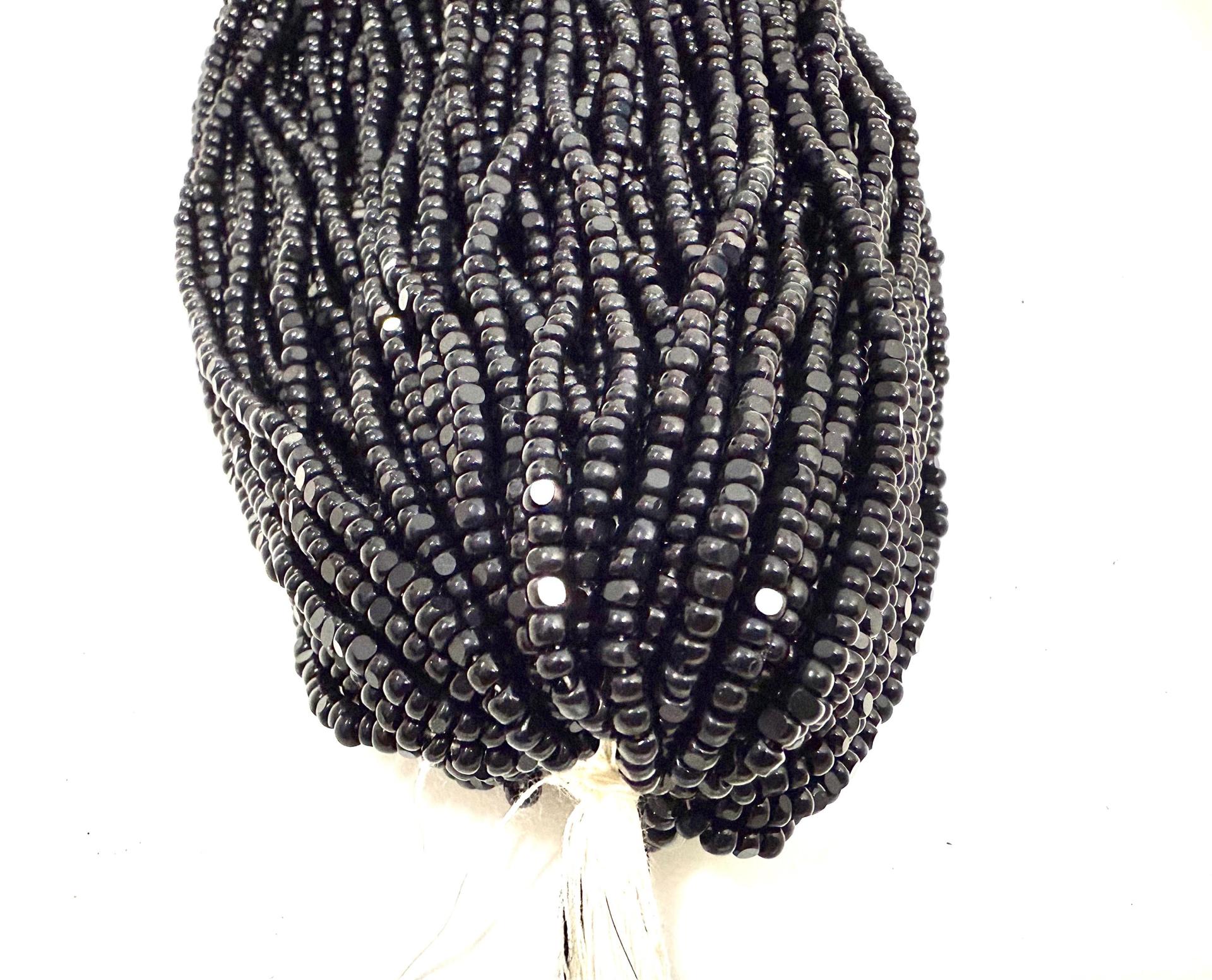 8/0 Hanks Charlotte Cut Beads Jet Black Hanks PREMIUM SEED BEADS Native Supplies ornament making