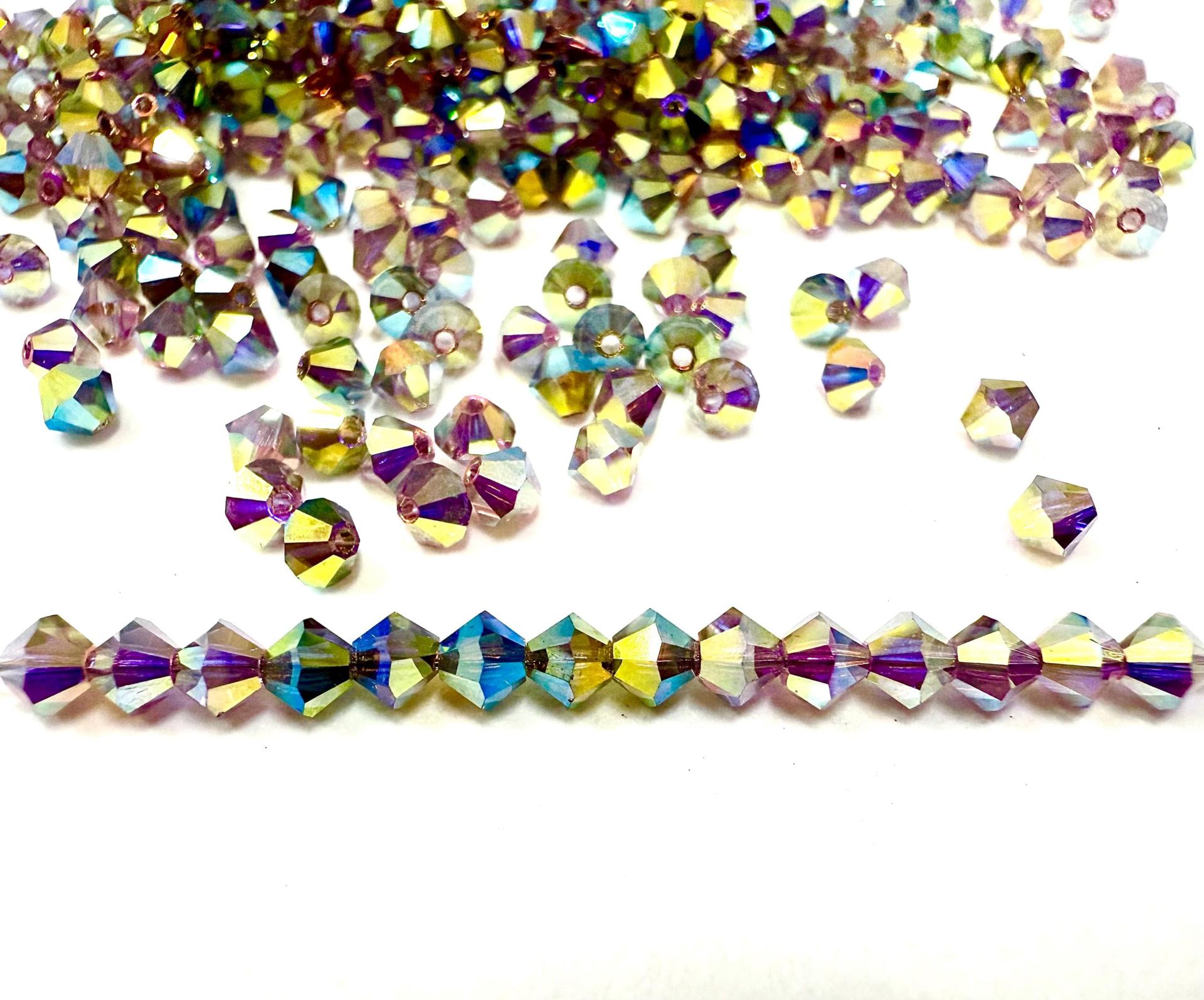 4mm Preciosa Mix colors Aurore Boreale Bicones Beads PREMIUM MATERIALS embroidery materials jewelry