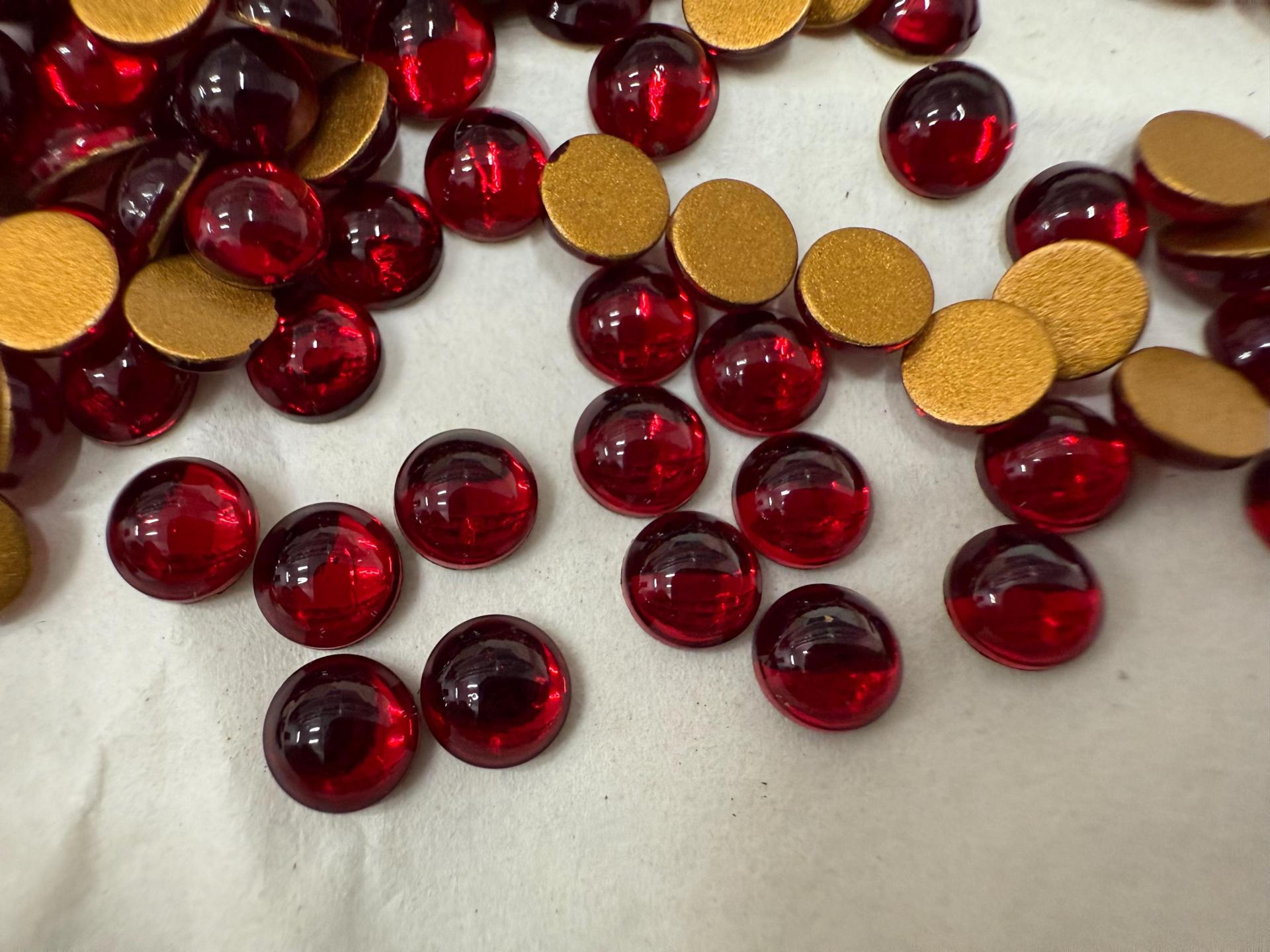 Swarovski 5mm Round Cabochon Cabs foiled Fuchsia Article # 2090/4 Vintage Flat Back JEWELRY COMPONENTS