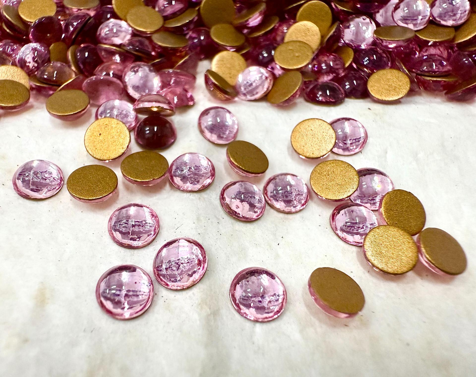 Swarovski 5mm Round Cabochon Cabs foiled Fuchsia Article # 2090/4 Vintage Flat Back JEWELRY COMPONENTS