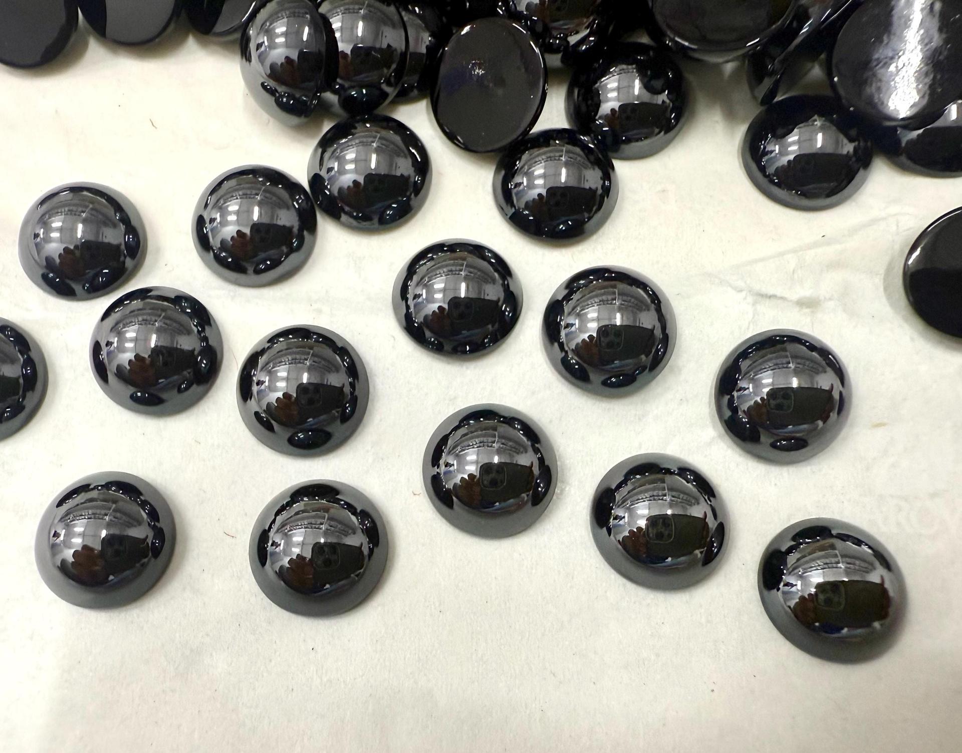 10 mm Swarovski Round Cabochon Cabs foiled Jet Hematite Article # 2090/4 Vintage Flat Back