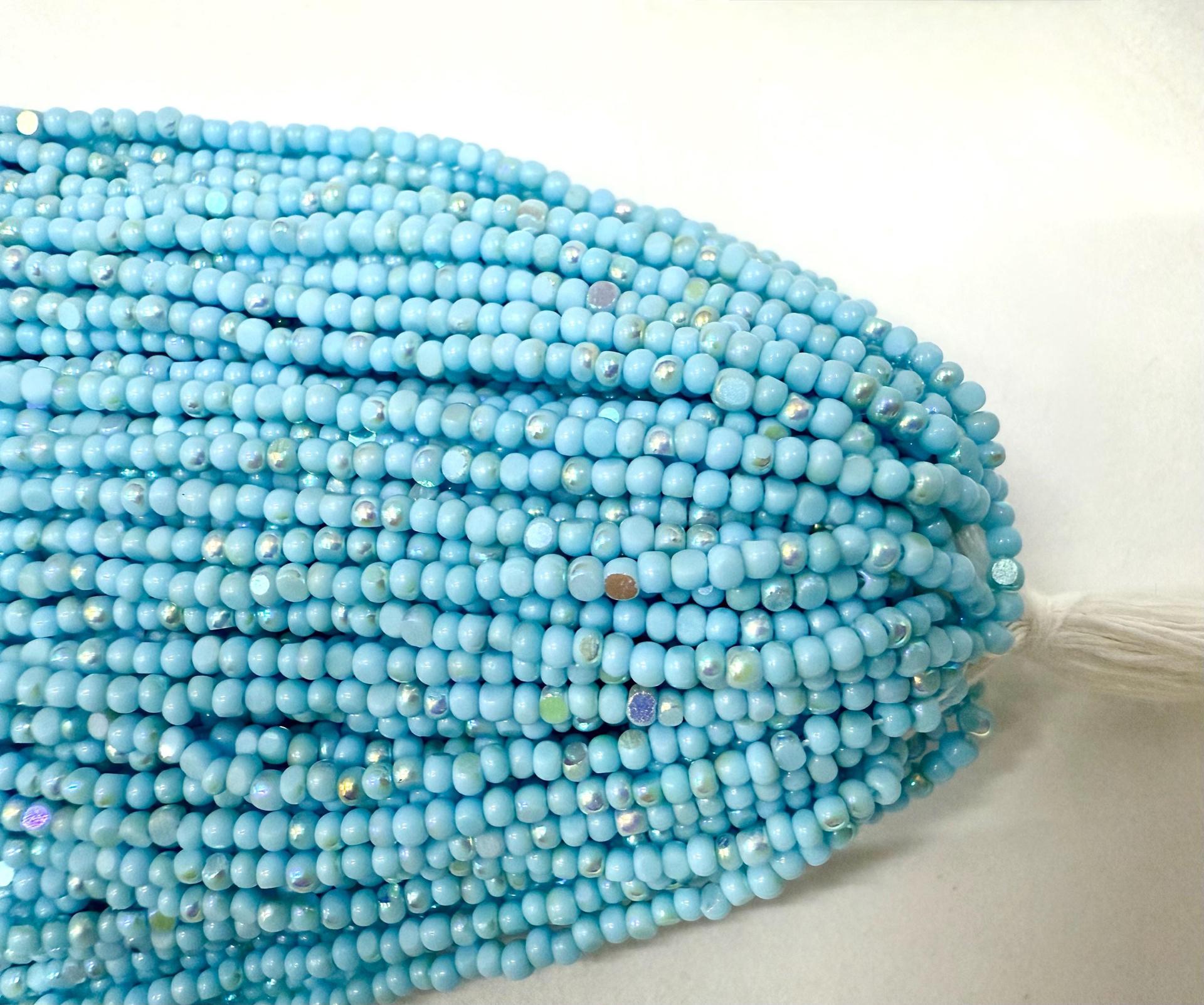 11/0 Hanks Charlotte true Cut Beads Patina Opaque Powder Turquoise Blue Aurore Boreale