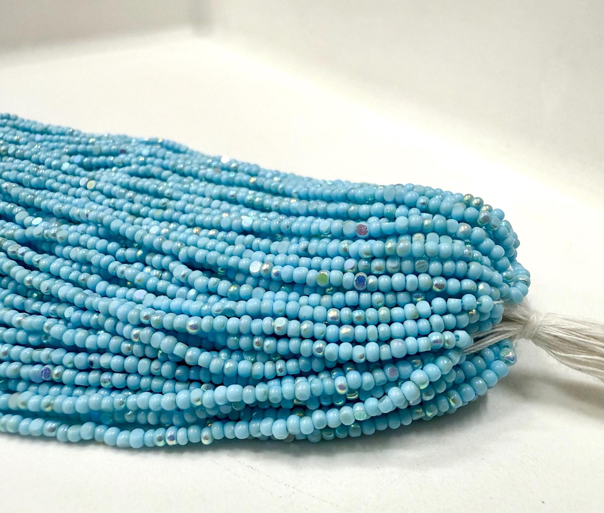 11/0 Hanks Charlotte true Cut Beads Patina Opaque Powder Turquoise Blue Aurore Boreale
