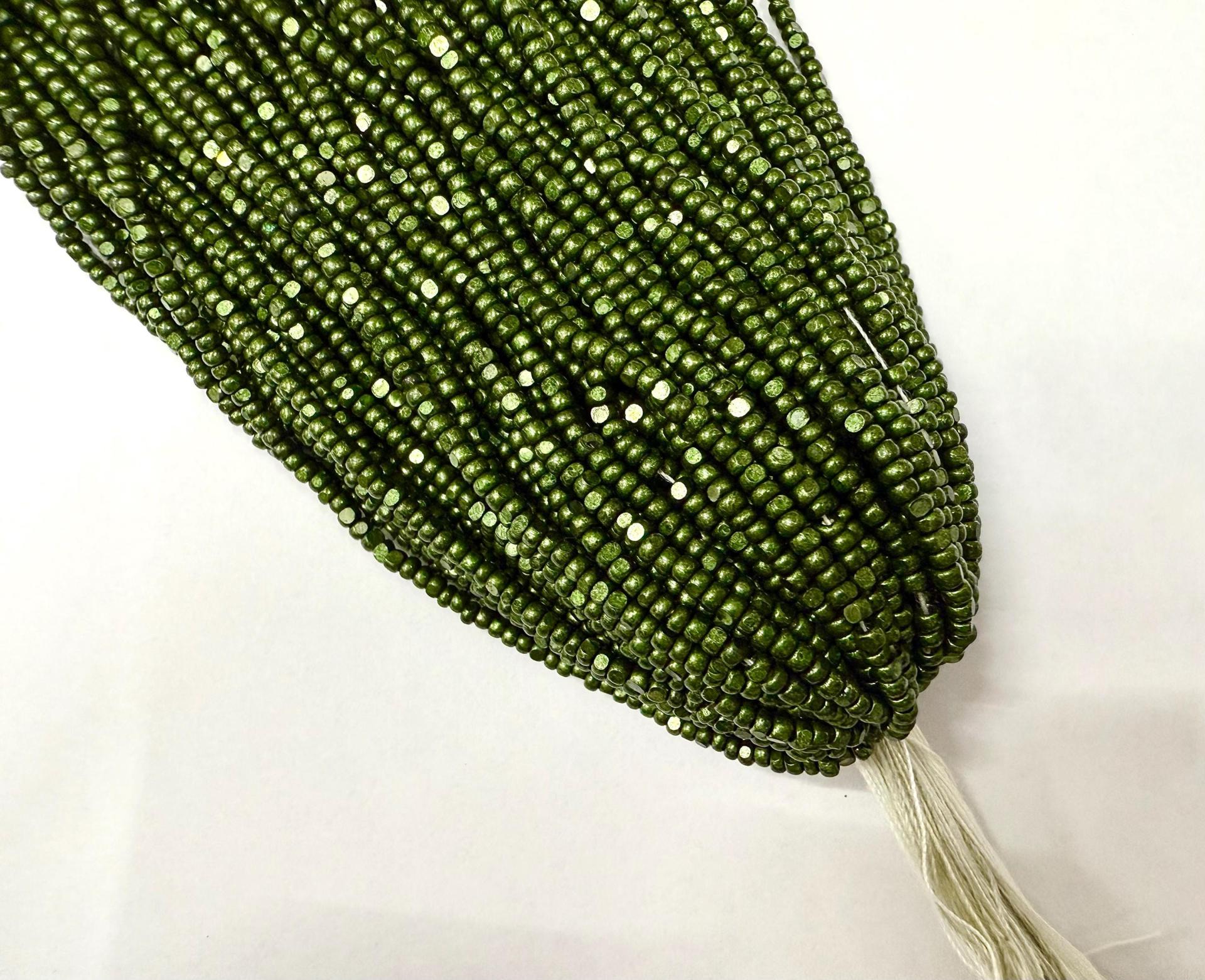 11/0 Hanks Charlotte Cut Beads Metallic Fern Green