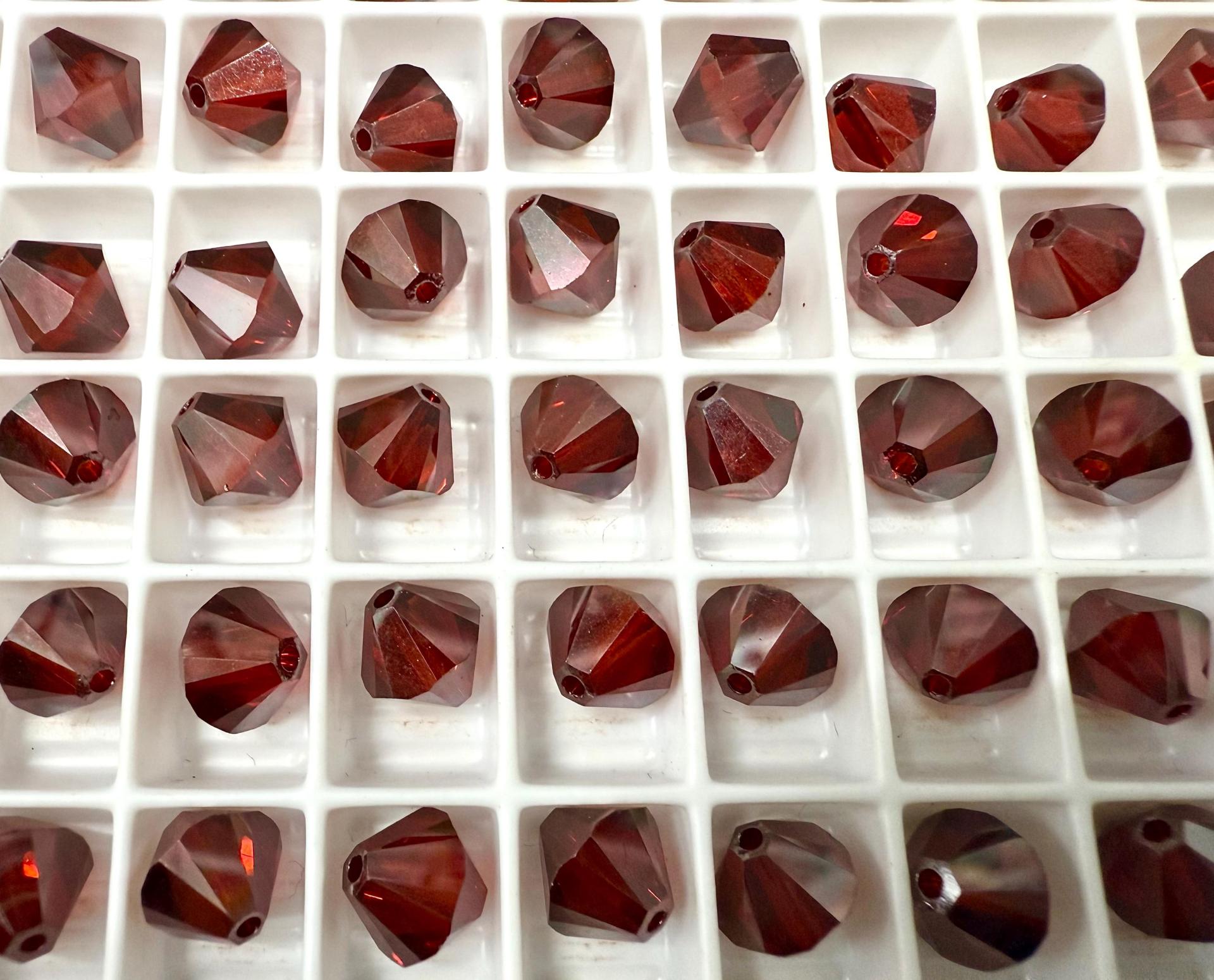 8 MM Red Magma 2X Swarovski Bicone beads Cuts