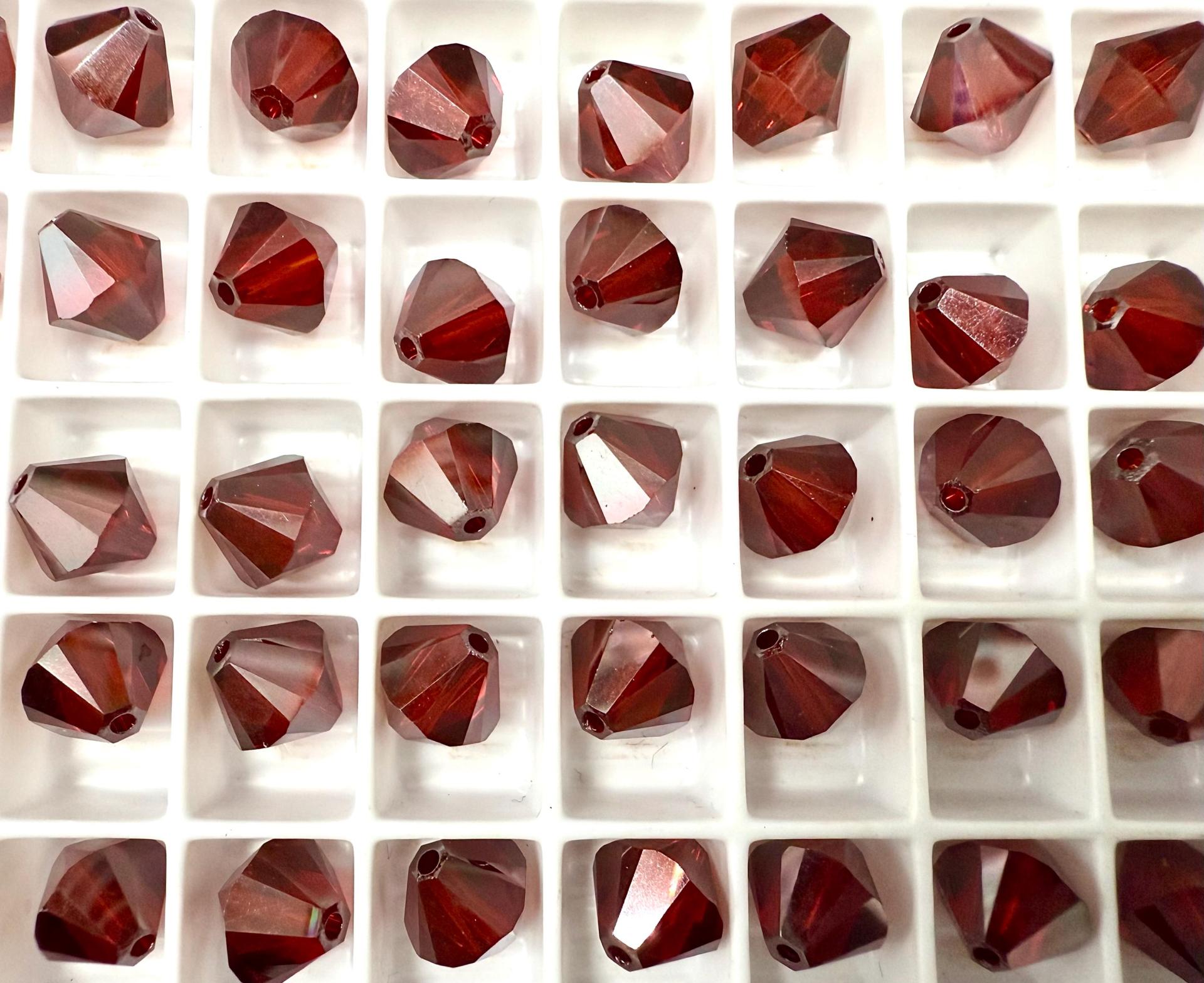 8 MM Red Magma 2X Swarovski Bicone beads Cuts