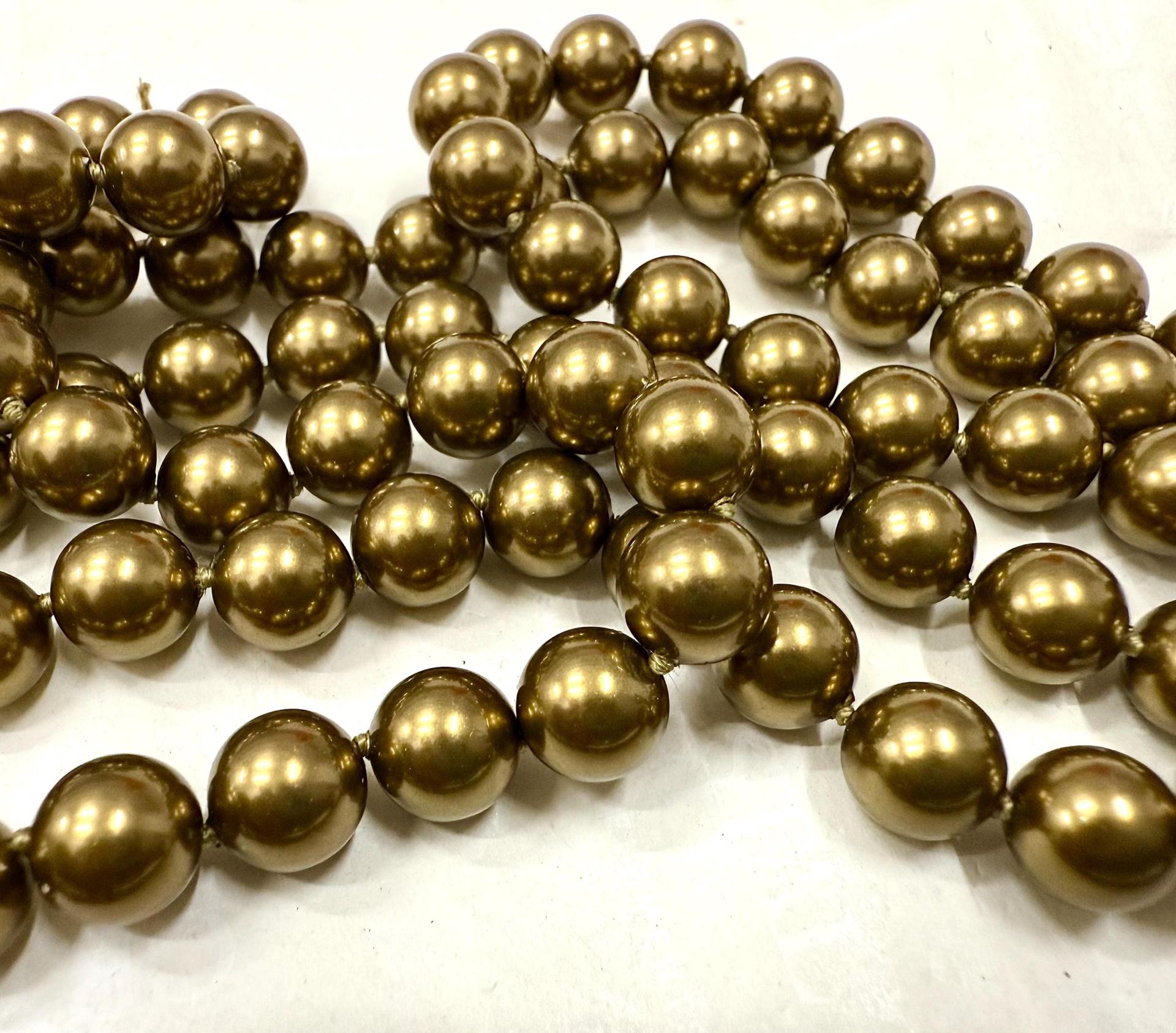 Vintage Swarovski 8mm Crystal Antique Brass Round Pearl Beads