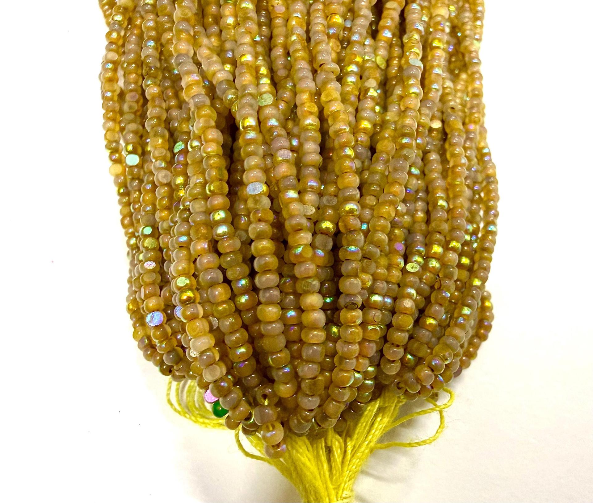 11/0 Hanks Charlotte Cut Beads Patina Opal Neon Dark Yellow Aurore Boreale PREMIUM SEED BEADS Native Supplies truecuts beads