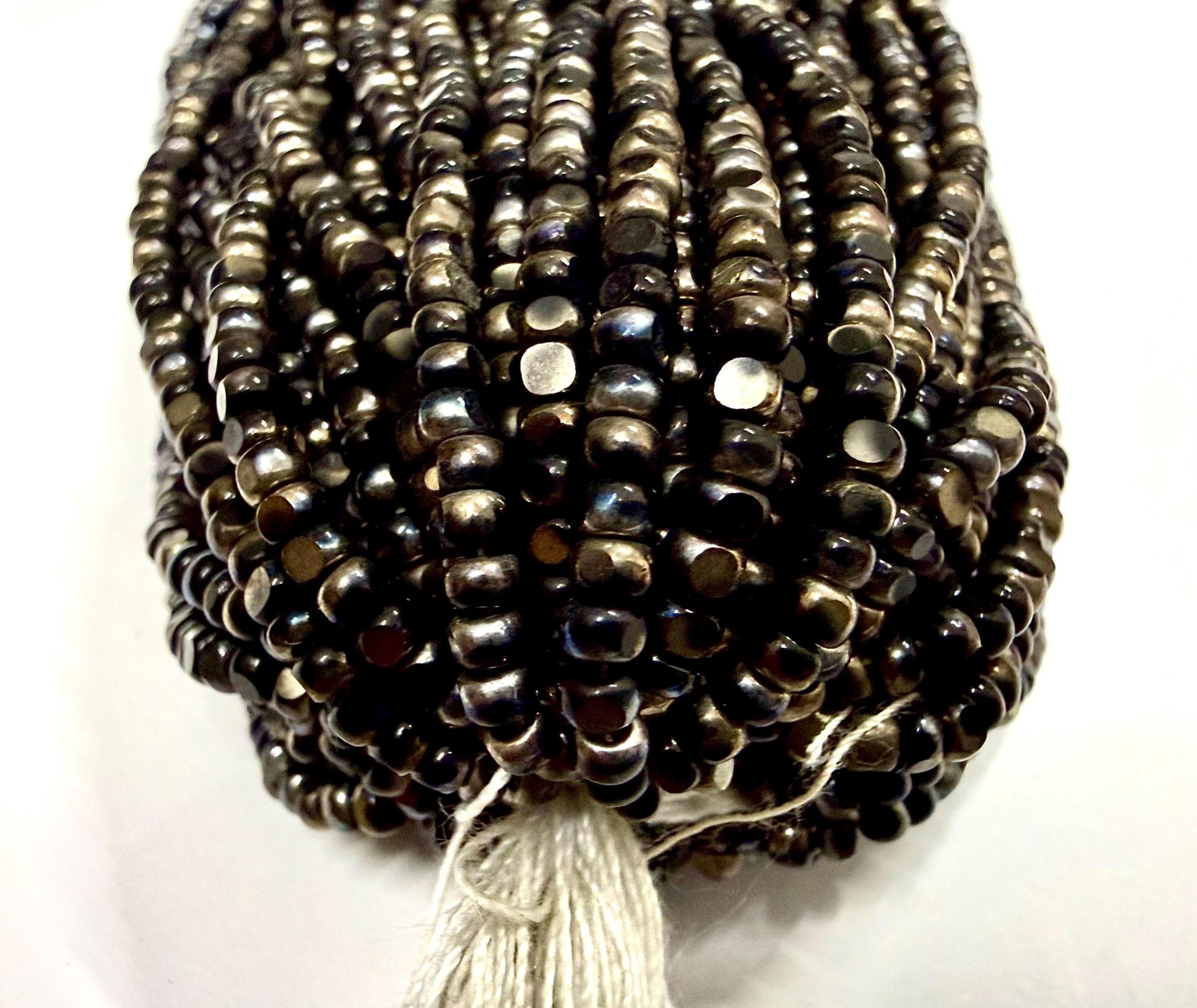 Jet Black Nut Charlotte Cut Seed Beads, 8/0 Hanks