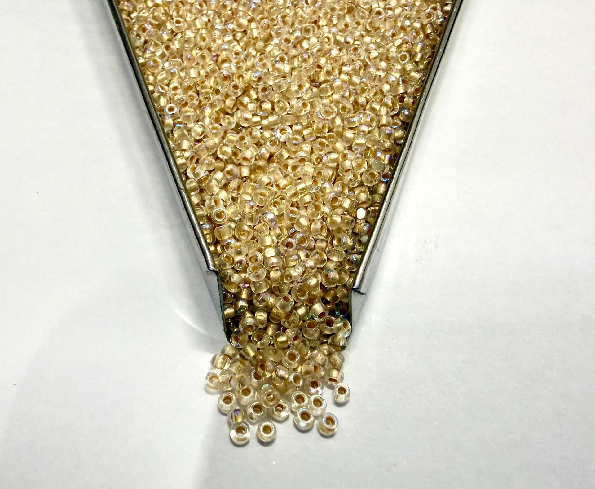 11/0 Charlotte Cut Seed Beads, Pearl Lined AB Czech Glass