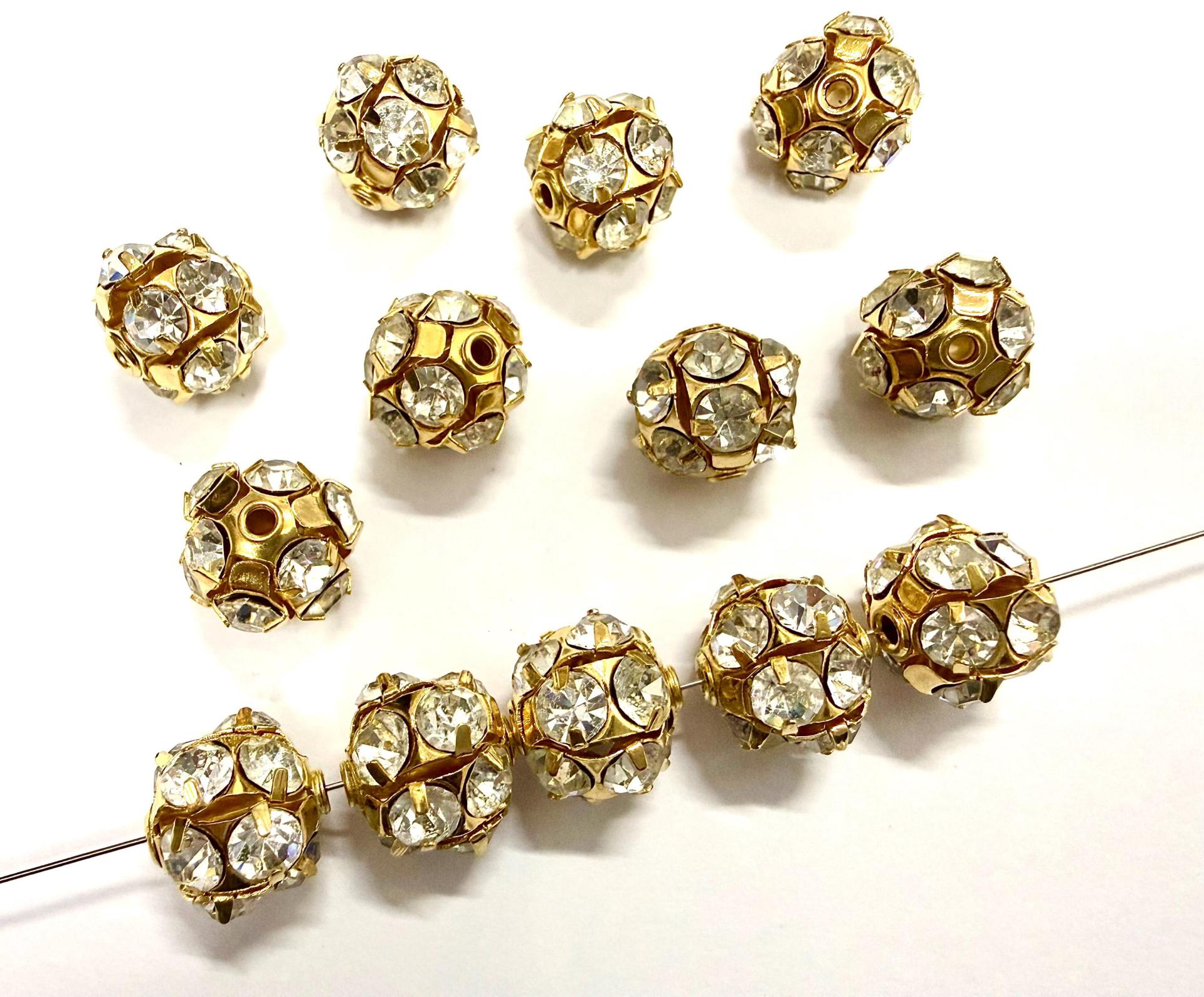 Rare Vintage Swarovski Crystal Ball Bead – 12mm Gold plated Setting