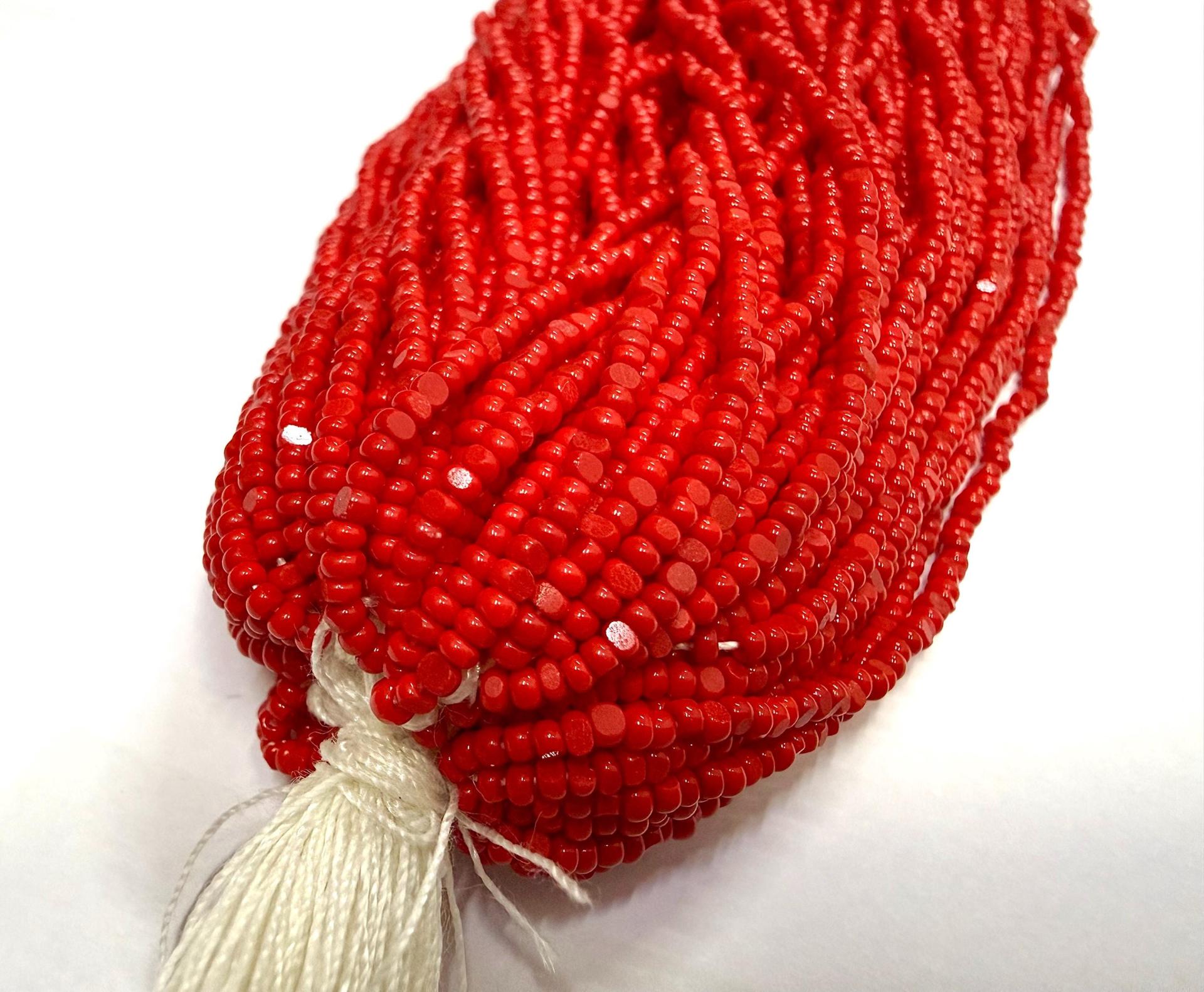 Opaque Red Coral Charlotte Cut Beads, 2mm Czech Glass, 11/0 Hanks