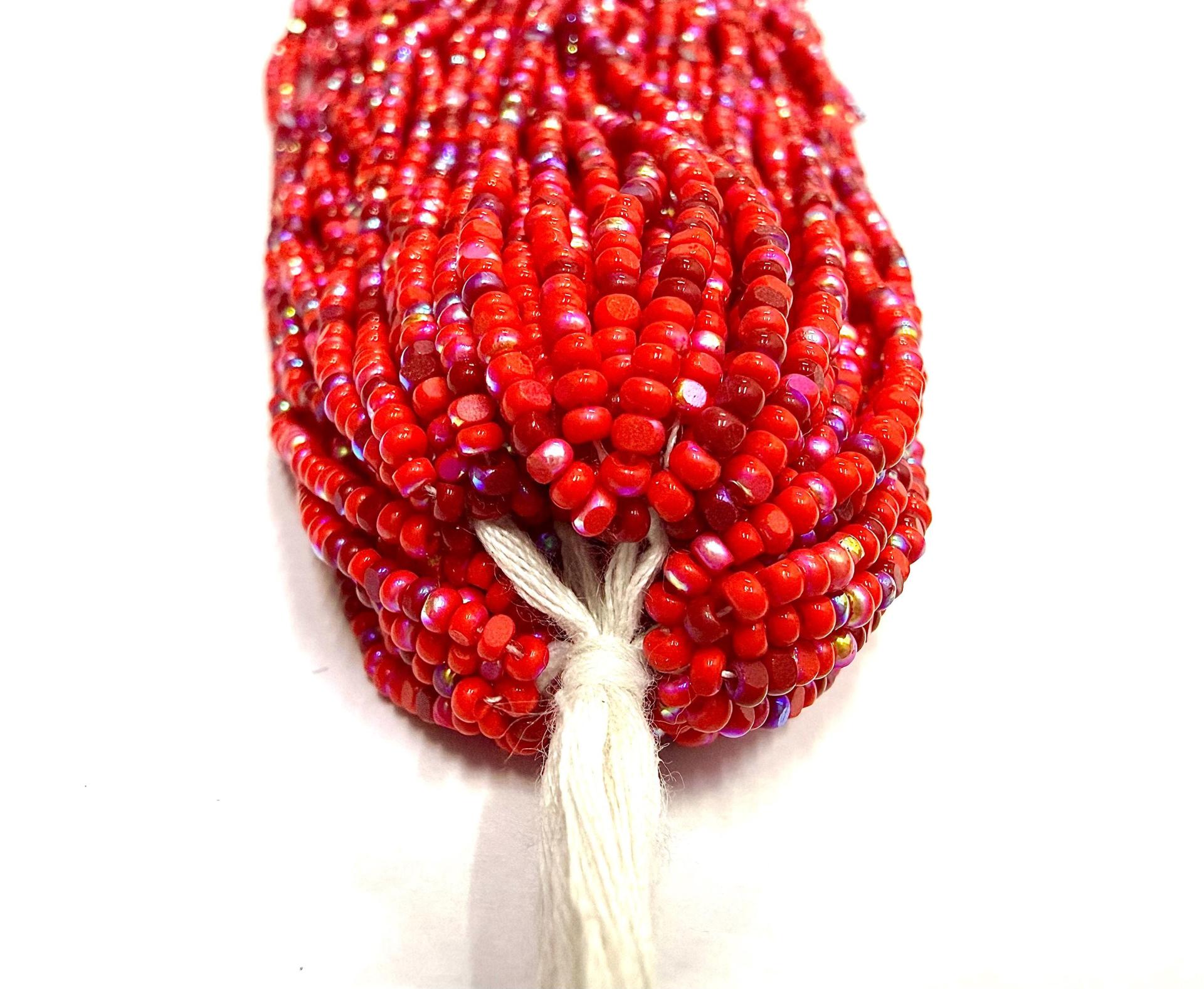 11/0 Charlotte Cut Seed Beads, Patina Reddish mix Aurore Boreale