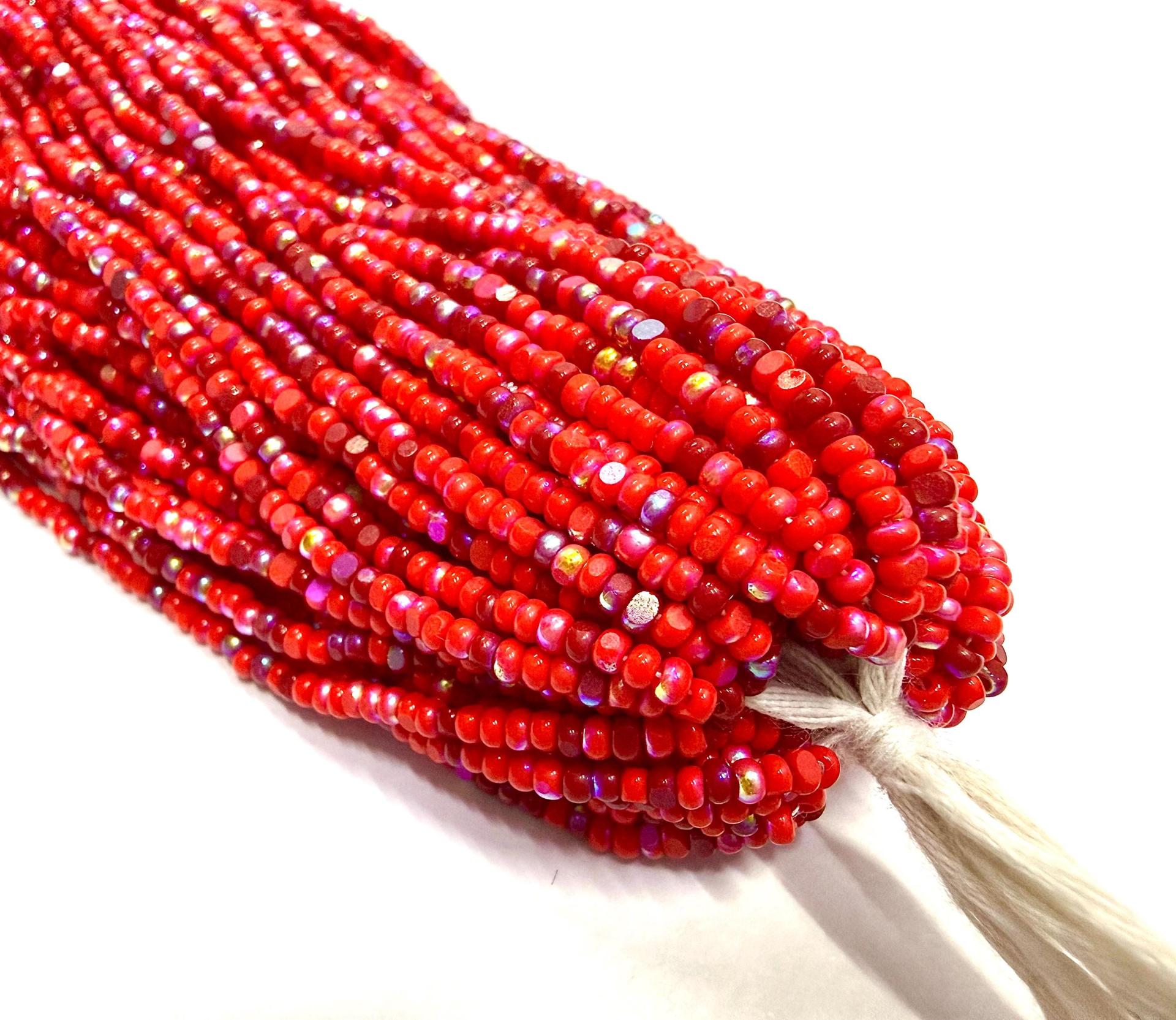 11/0 Charlotte Cut Seed Beads, Patina Reddish mix Aurore Boreale