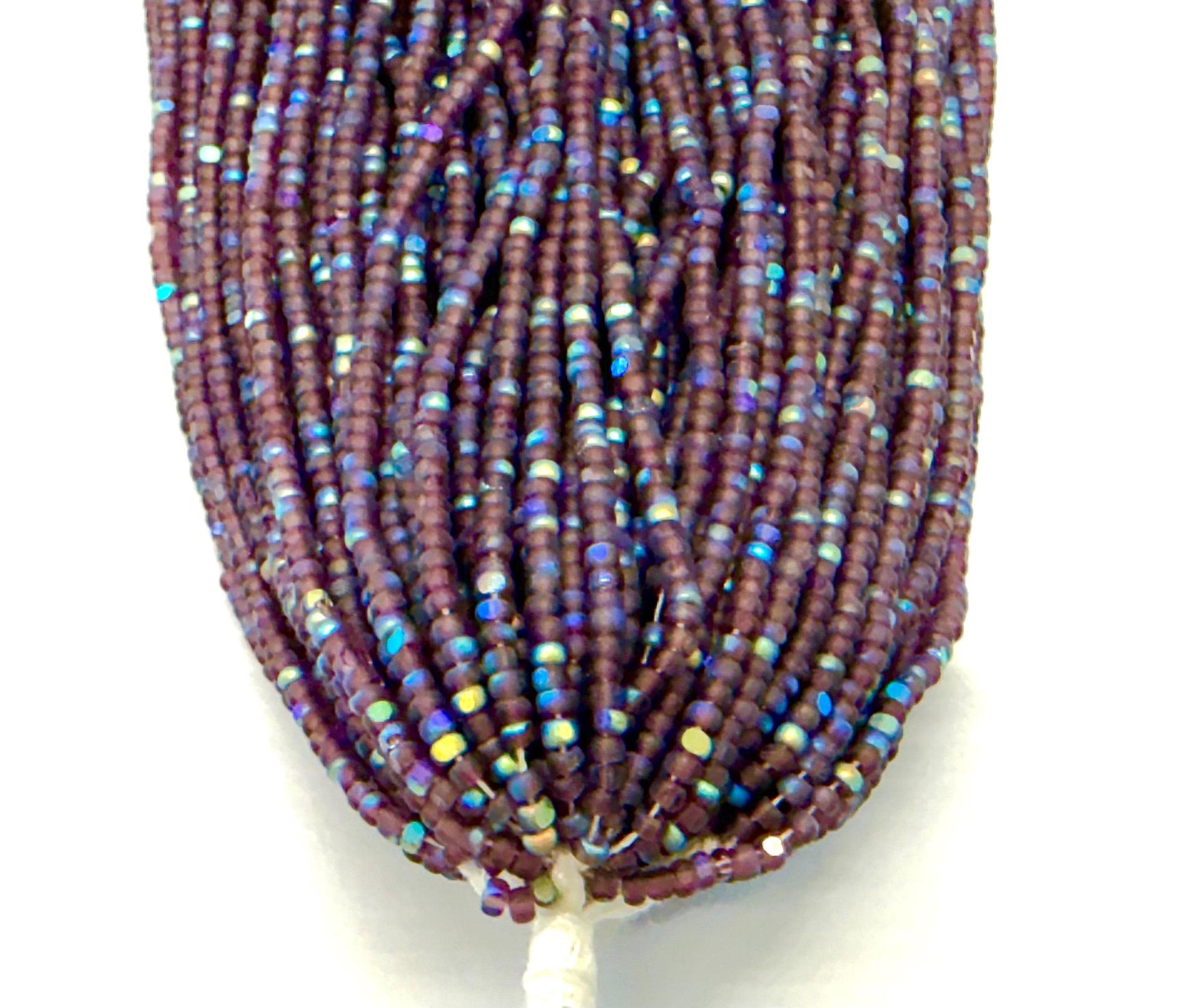Charlotte Cut Seed Beads 11/0, Patina Matt Amethyst Aurore Boreale