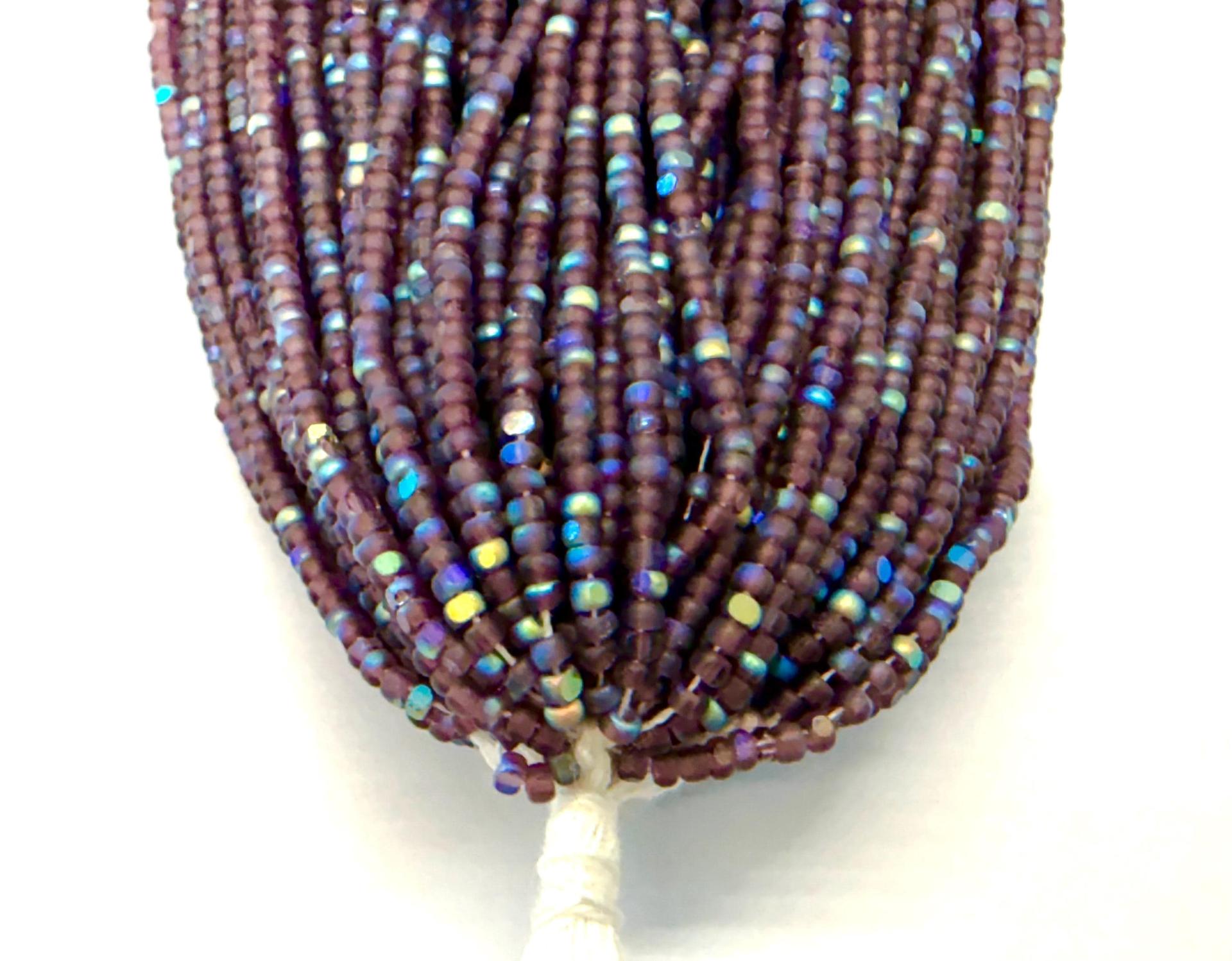 Charlotte Cut Seed Beads 11/0, Patina Matt Amethyst Aurore Boreale