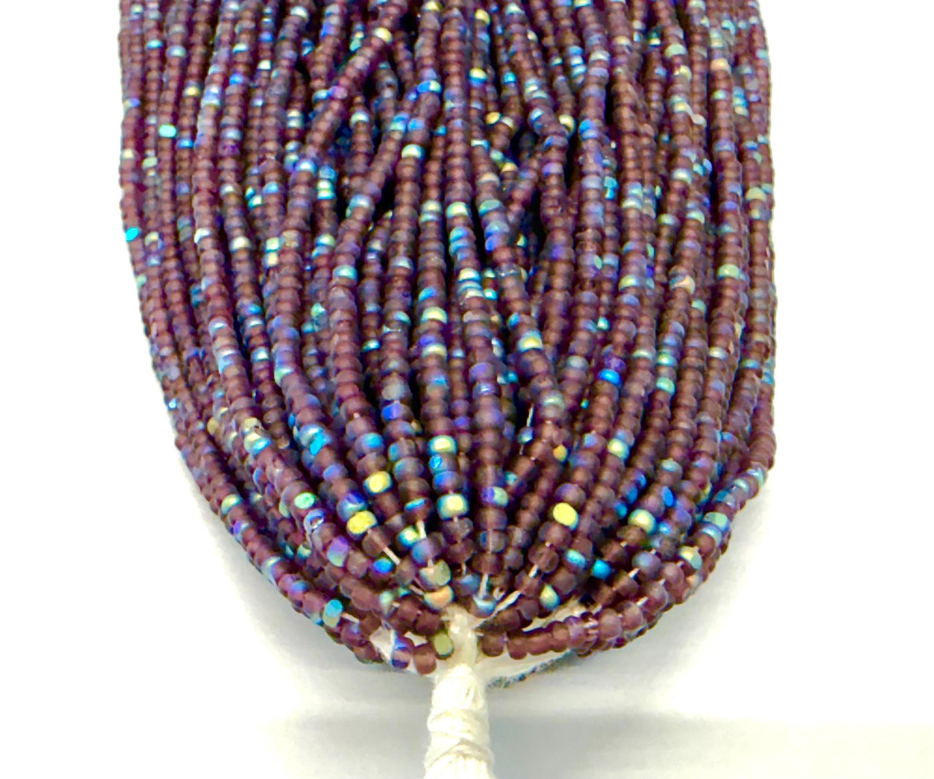 Charlotte Cut Seed Beads 11/0, Patina Matt Amethyst Aurore Boreale