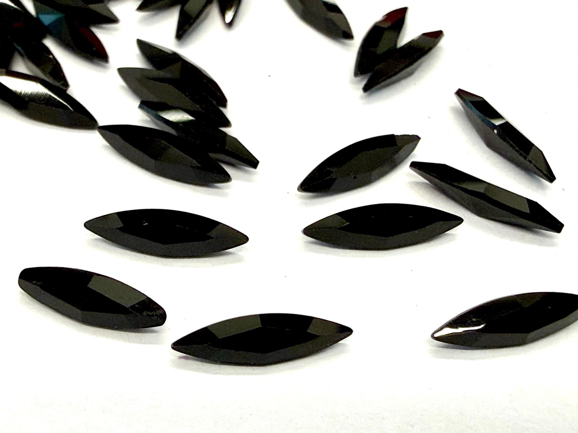 Swarovski Crystals, Jet unfoiled Marquise Navette, 11x3mm (4200)