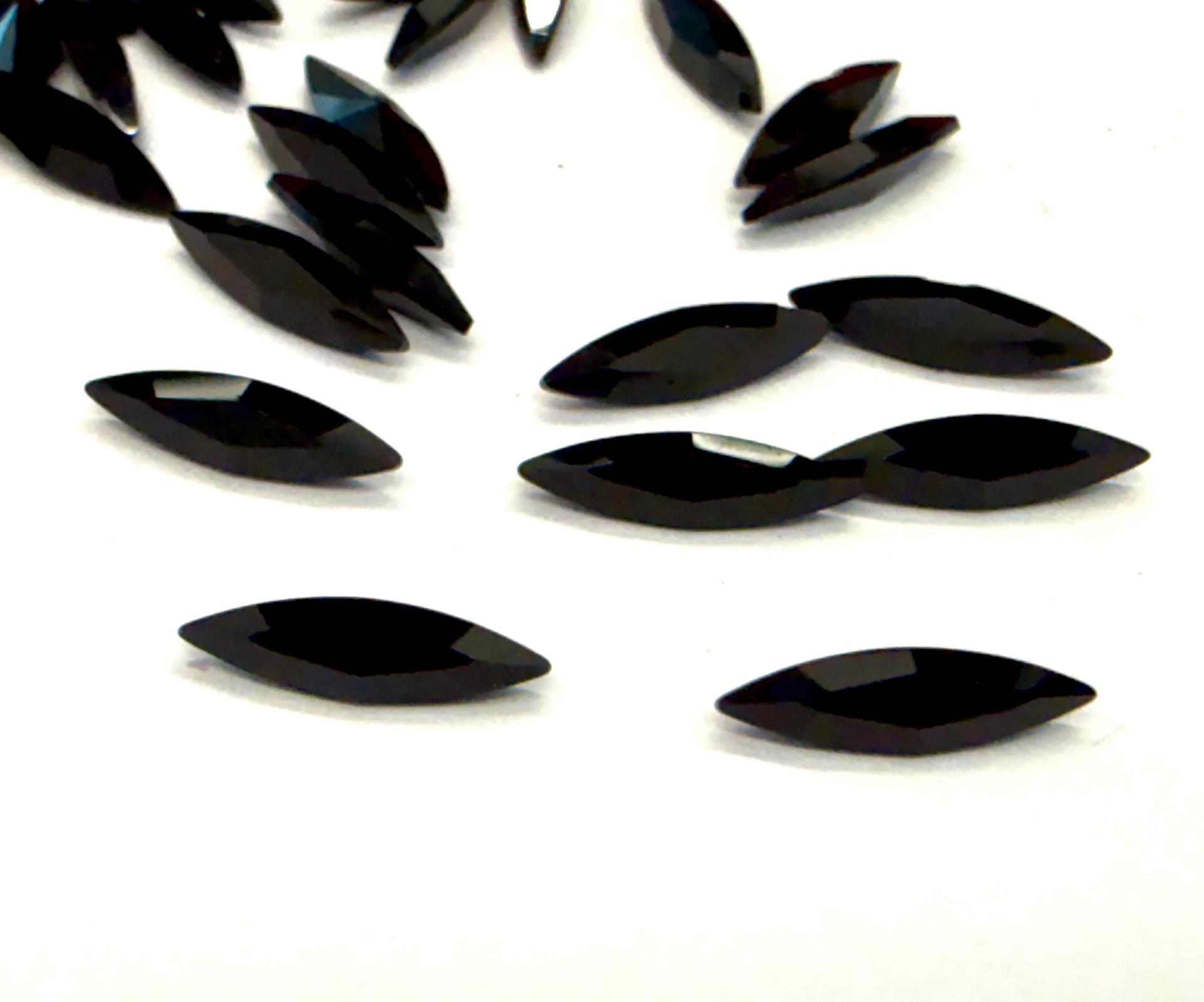 Swarovski Crystals, Jet unfoiled Marquise Navette, 11x3mm (4200)
