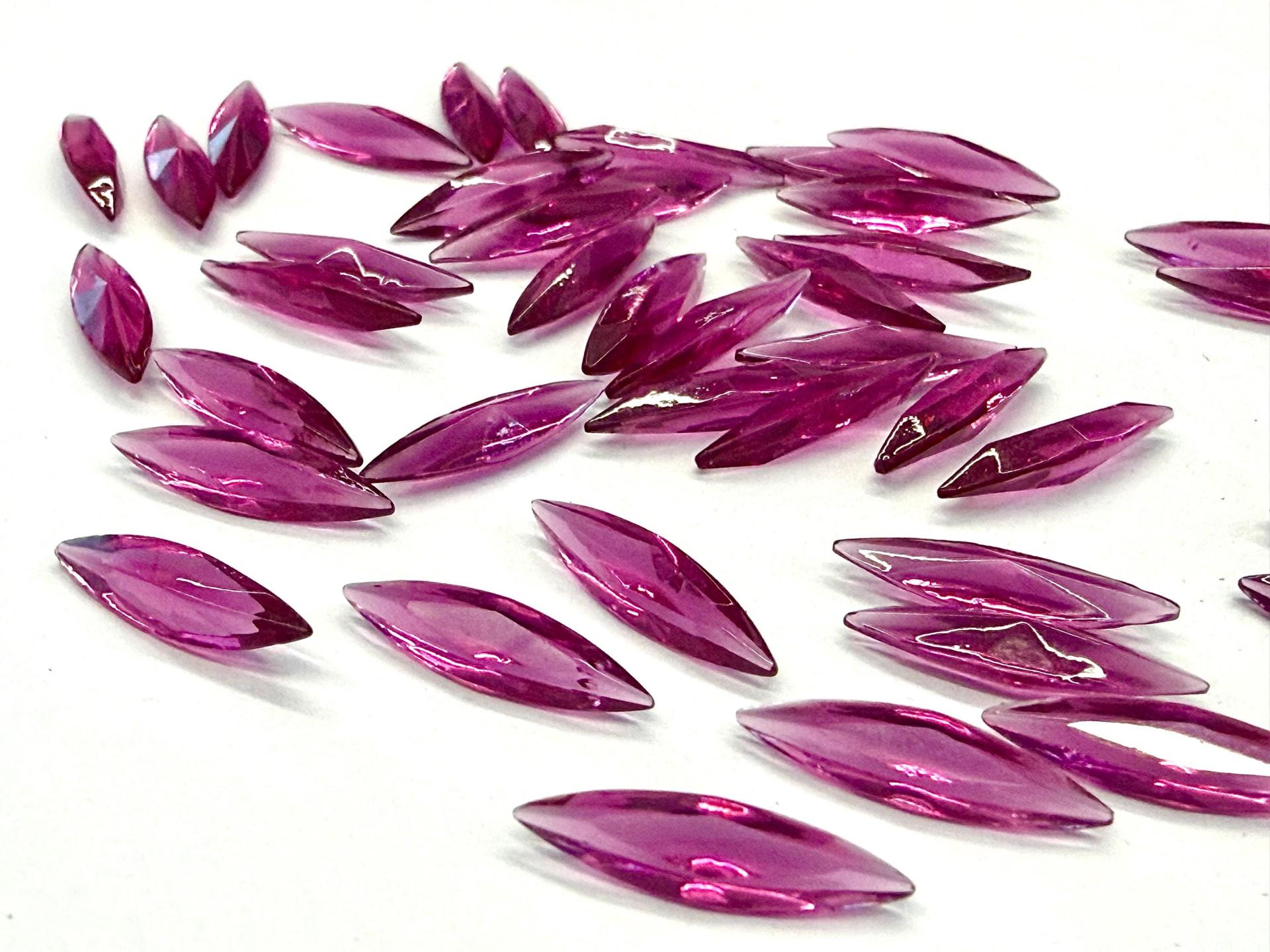 Swarovski Fuchsia Unfoiled Navette Crystals, 15x4mm, Gold Foil Back, Jewelry Making