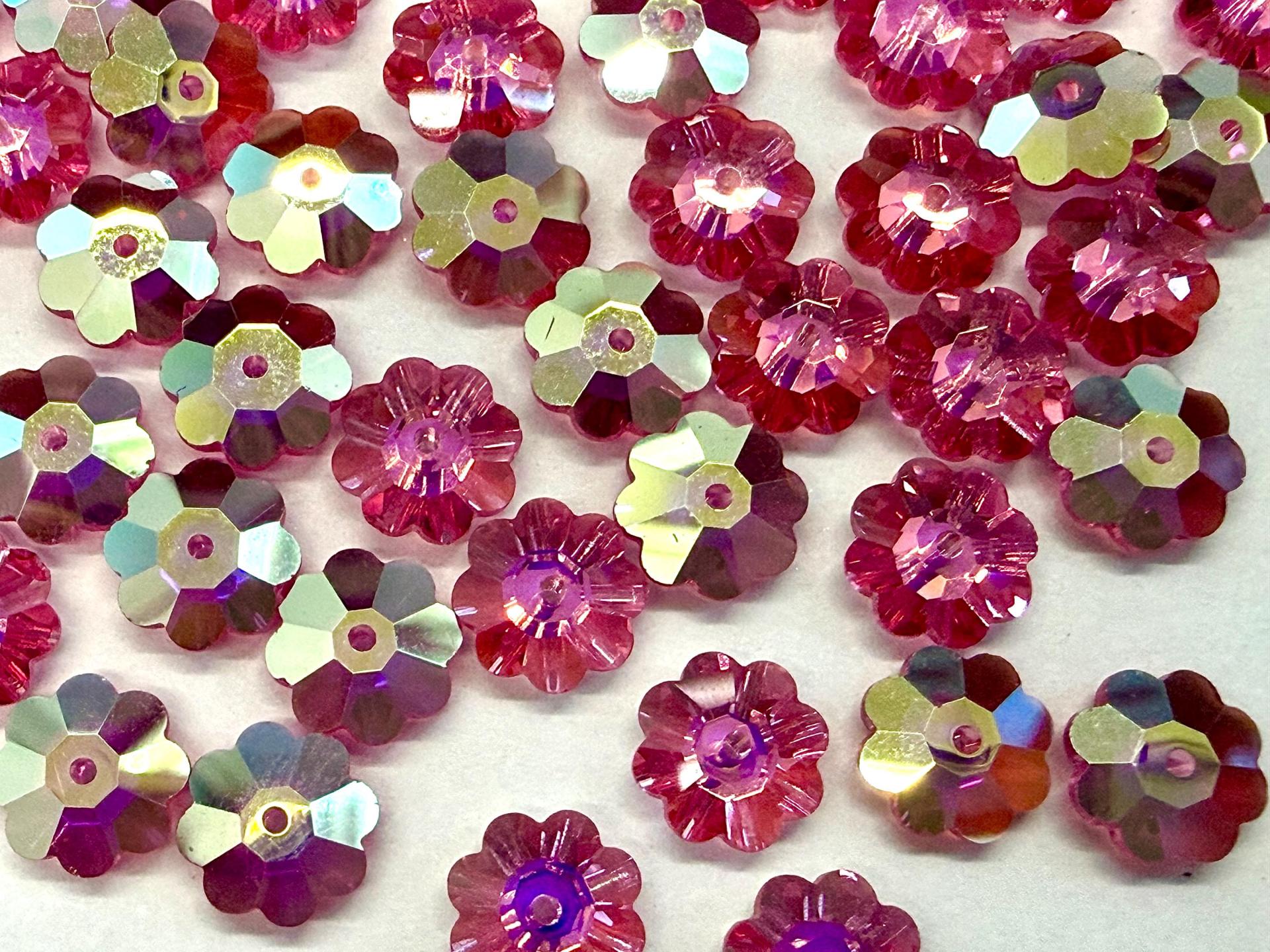 8mm Swarovski Rose Aurore Boreale Flower Sew-on Stone