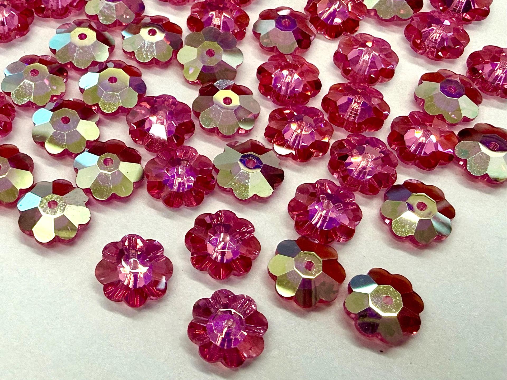 8mm Swarovski Rose Aurore Boreale Flower Sew-on Stone