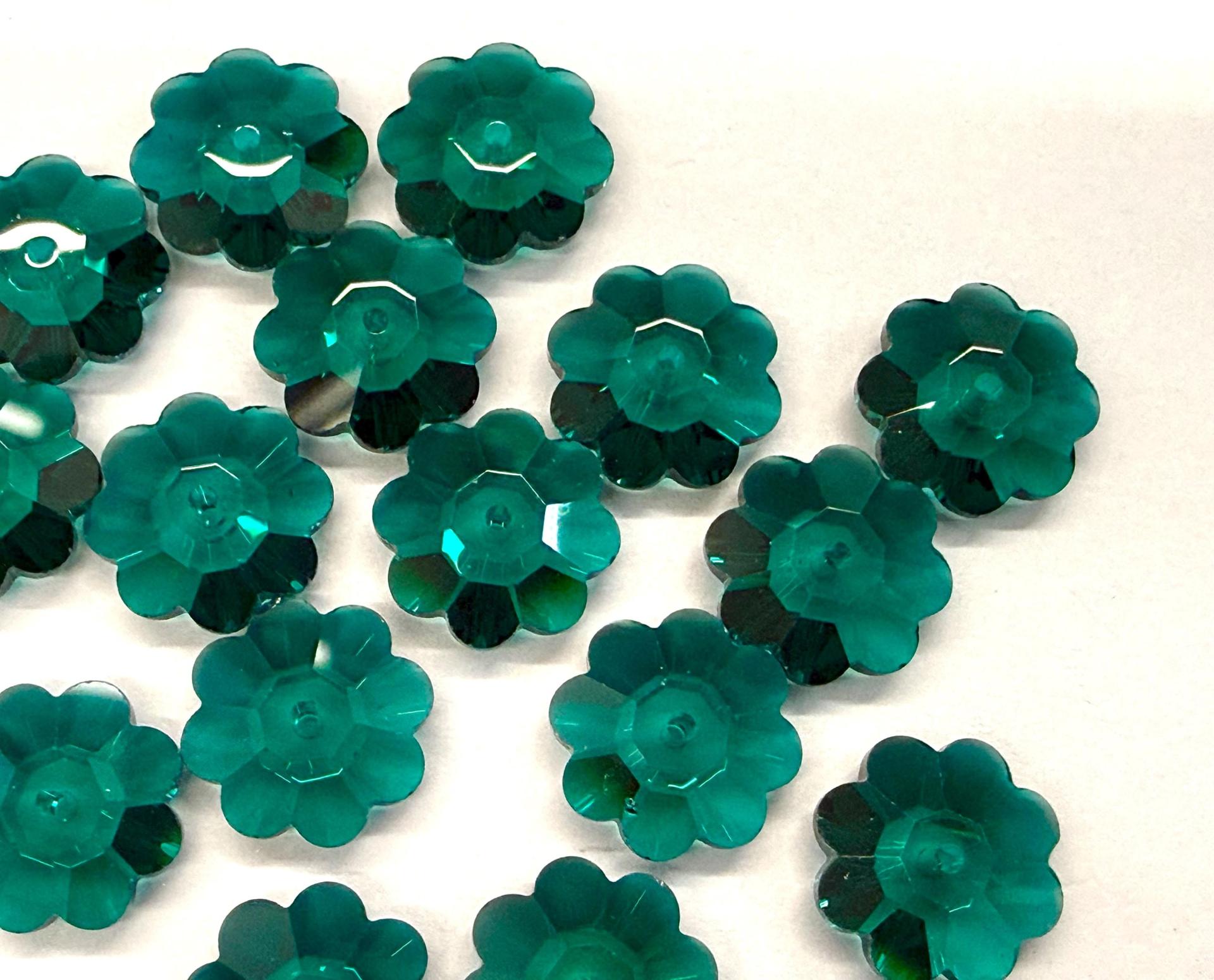 12mm Swarovski Emerald Flower Sew-on Crystal (2/4/12 Pieces)
