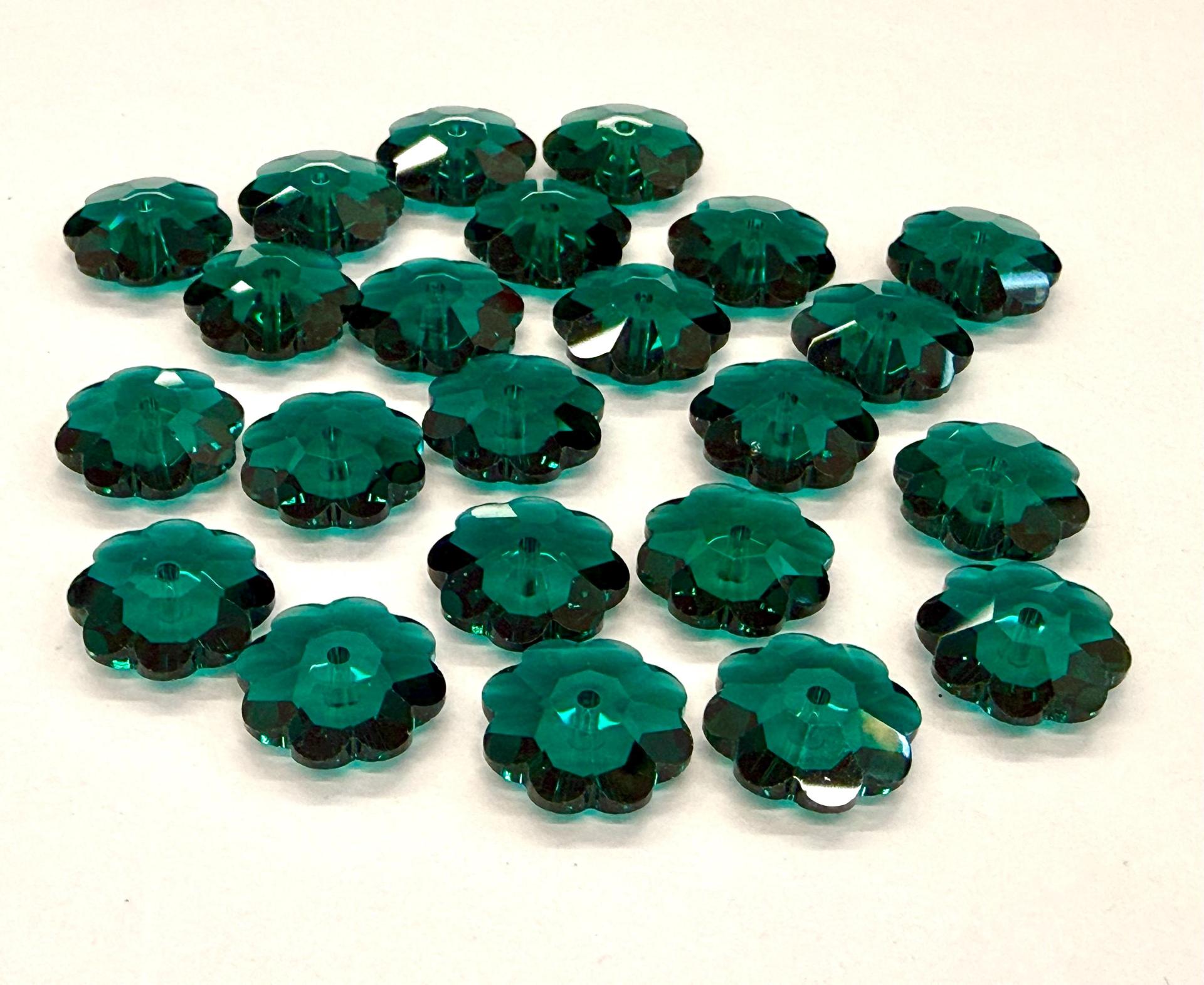12mm Swarovski Emerald Flower Sew-on Crystal (2/4/12 Pieces)