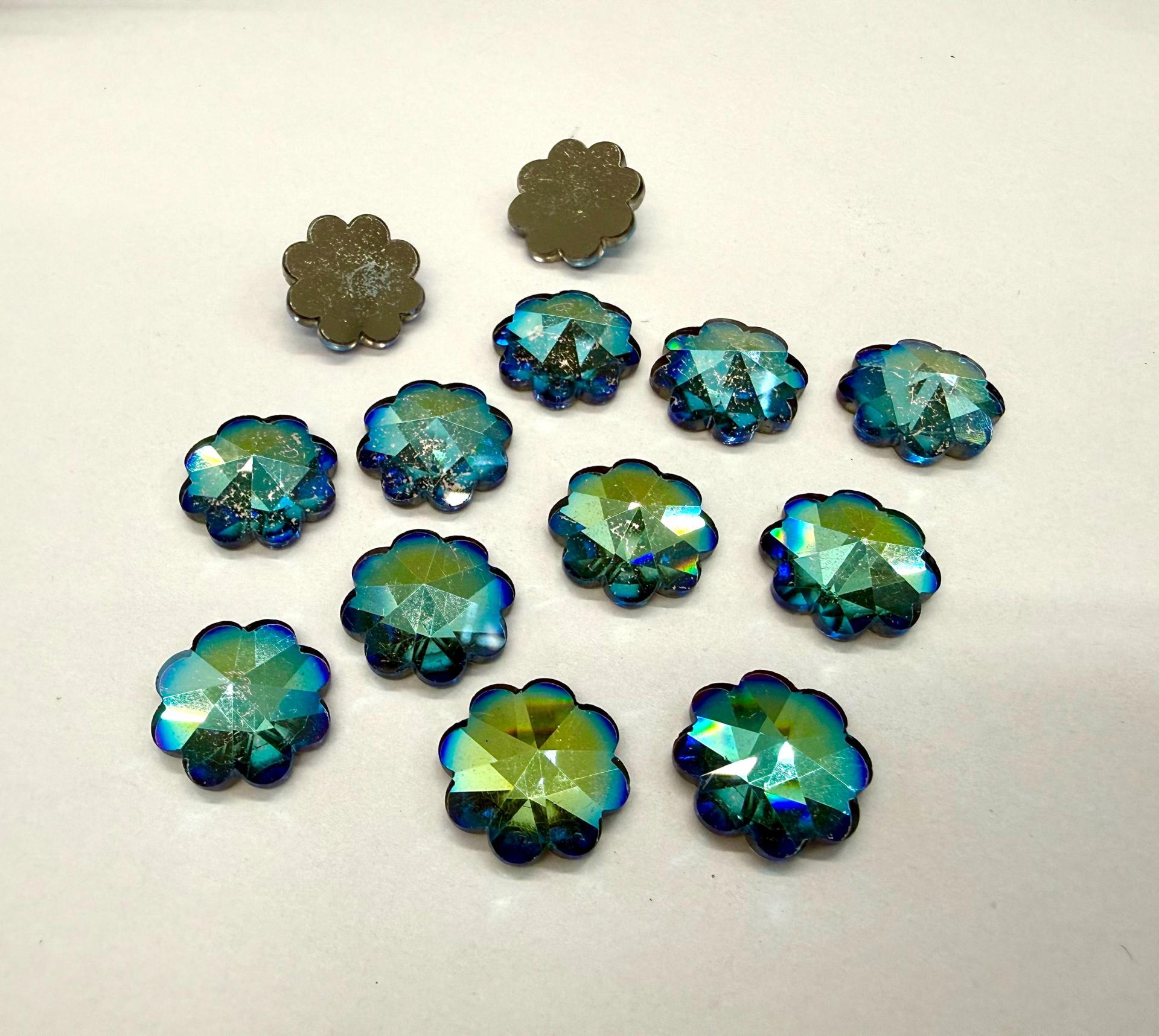 Vintage 14mm Swarovski Flower Rhinestones, Sahara, Foiled Flat Back