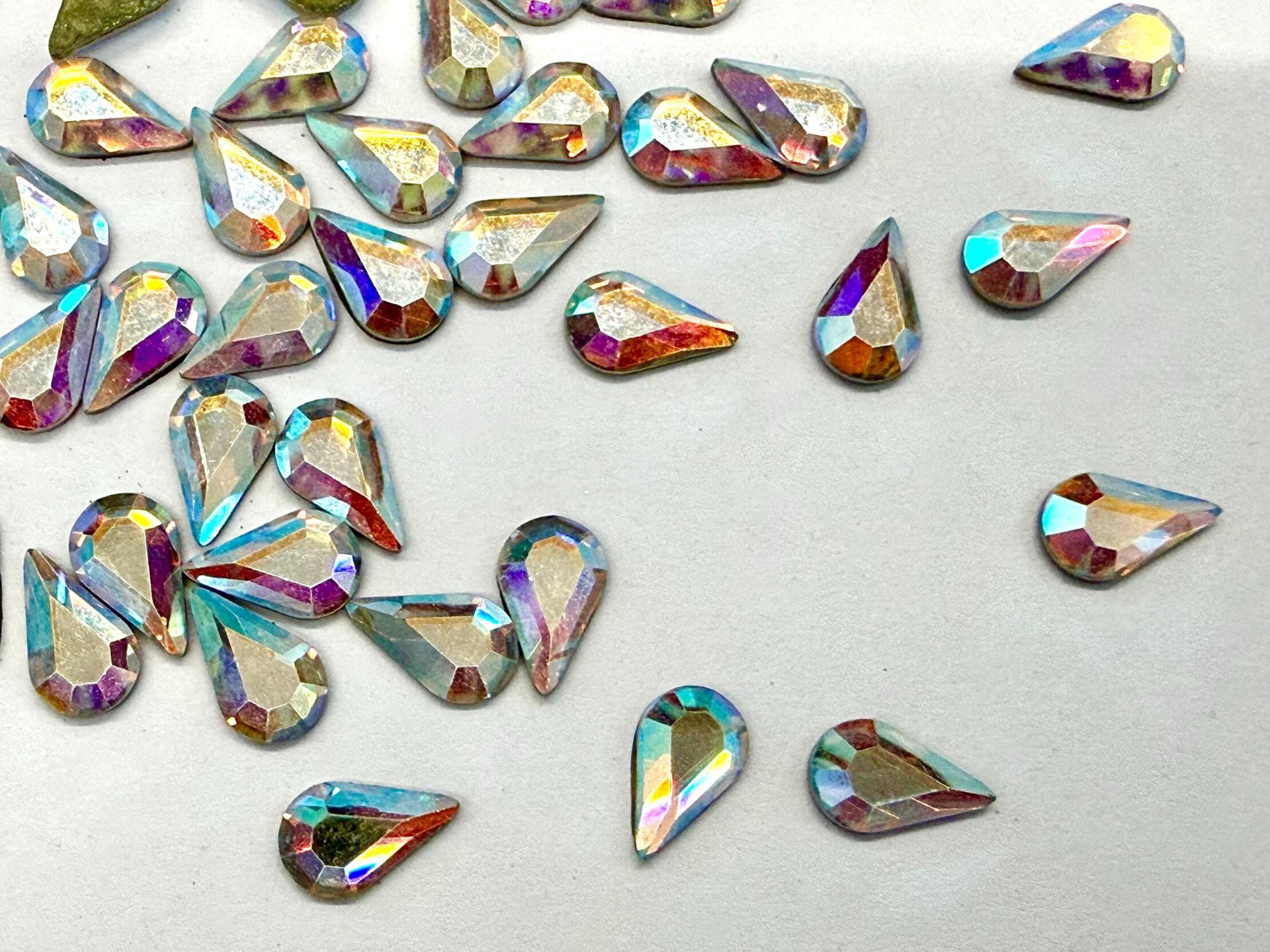 Preciosa 10x6 mm Crystal AB Vintage Pear Flat Back Foiled Cabochon old ornaments making