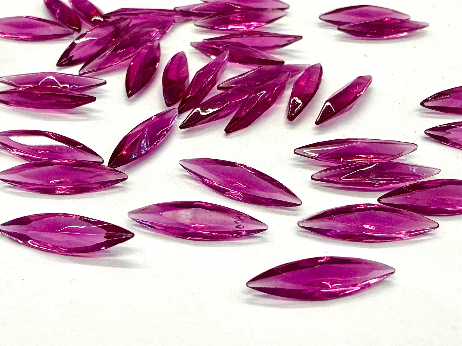 Swarovski Fuchsia Unfoiled Navette Crystals, 15x4mm, Gold Foil Back, Jewelry Making
