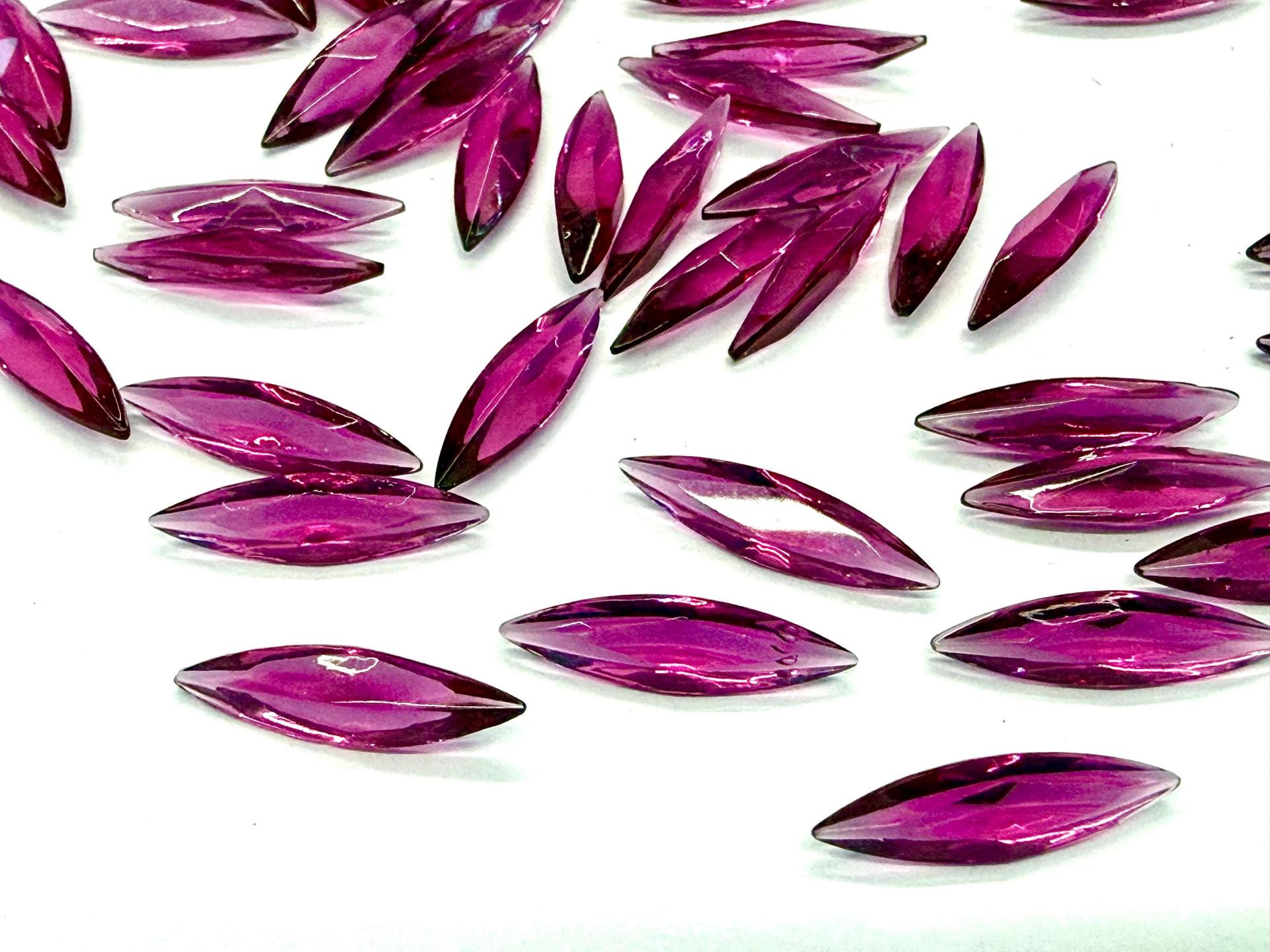 Swarovski Fuchsia Unfoiled Navette Crystals, 15x4mm, Gold Foil Back, Jewelry Making