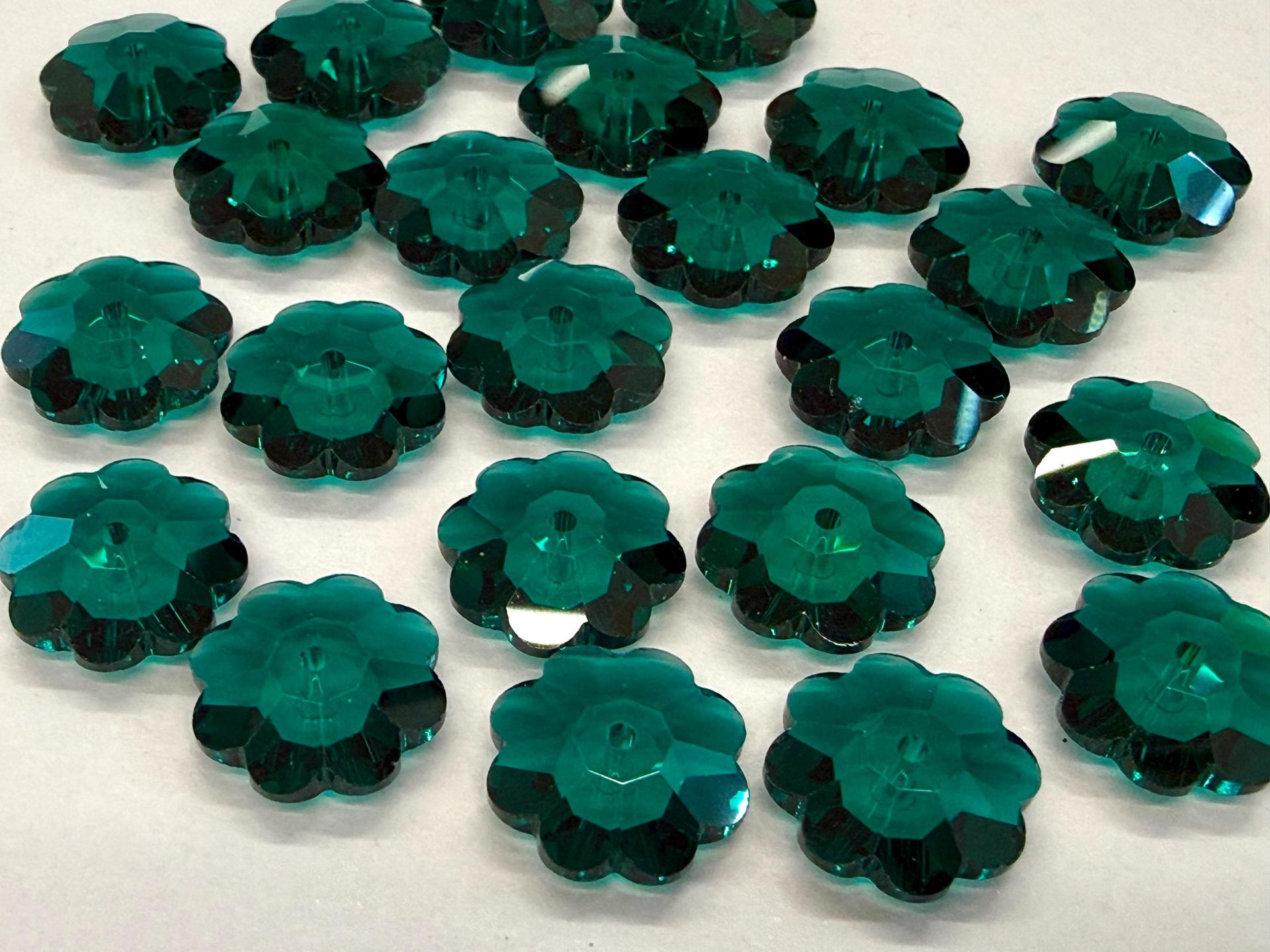 12mm Swarovski Emerald Flower Sew-on Crystal (2/4/12 Pieces)